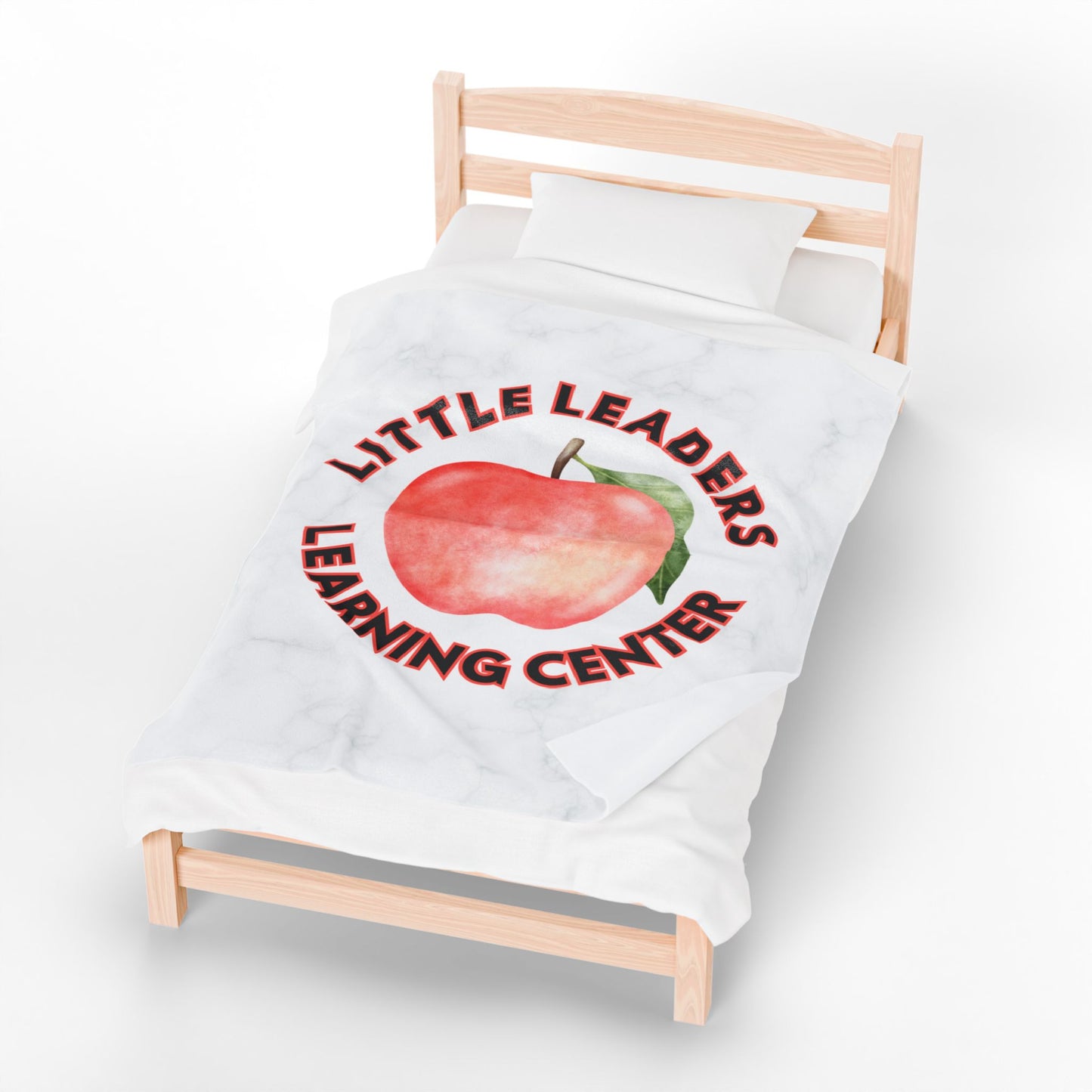 Little Leaders Apple Design Velveteen Plush Blanket - Cozy Plush Throw