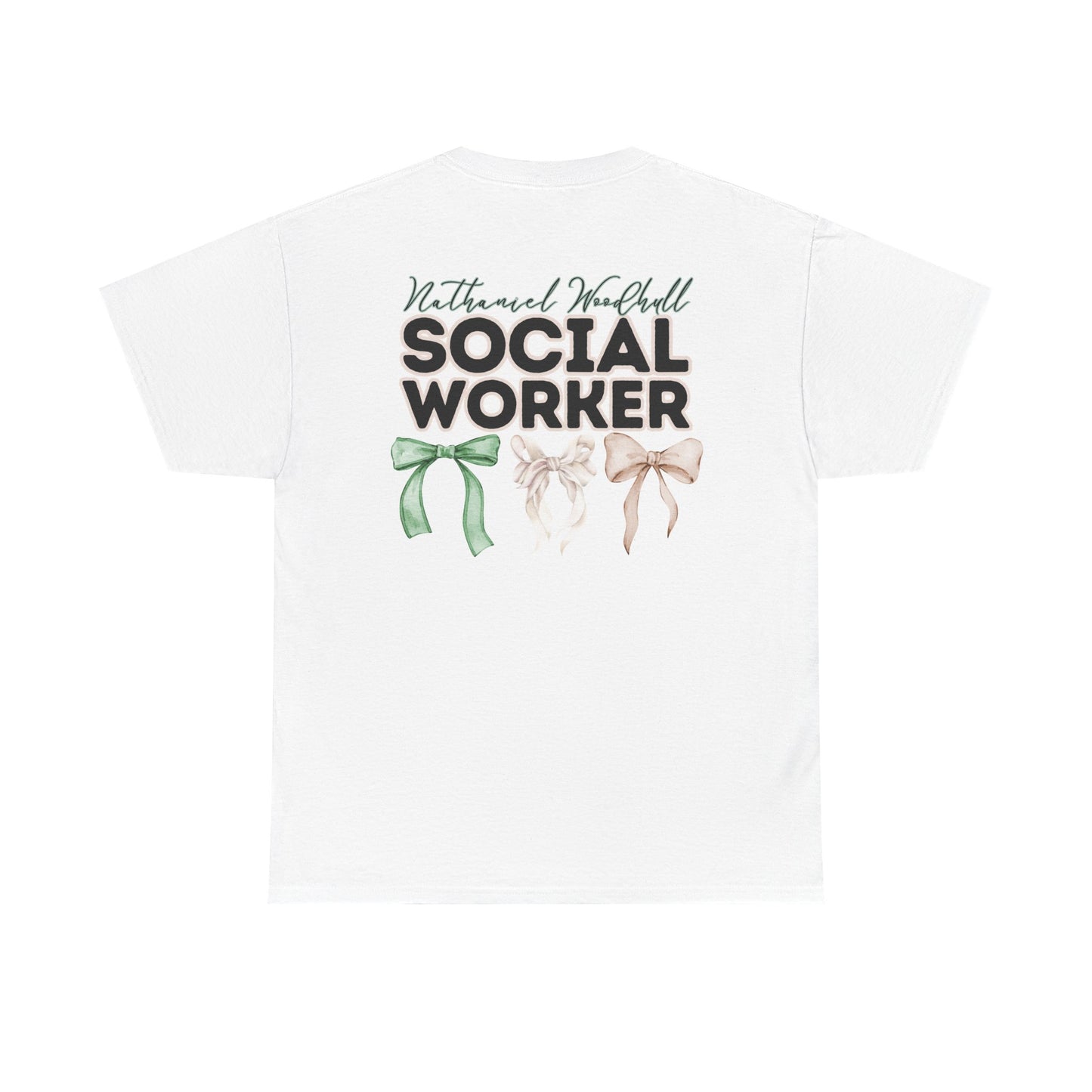 Woodhull Social Worker and Bows- Unisex Heavy Cotton Tee with Bow Design
