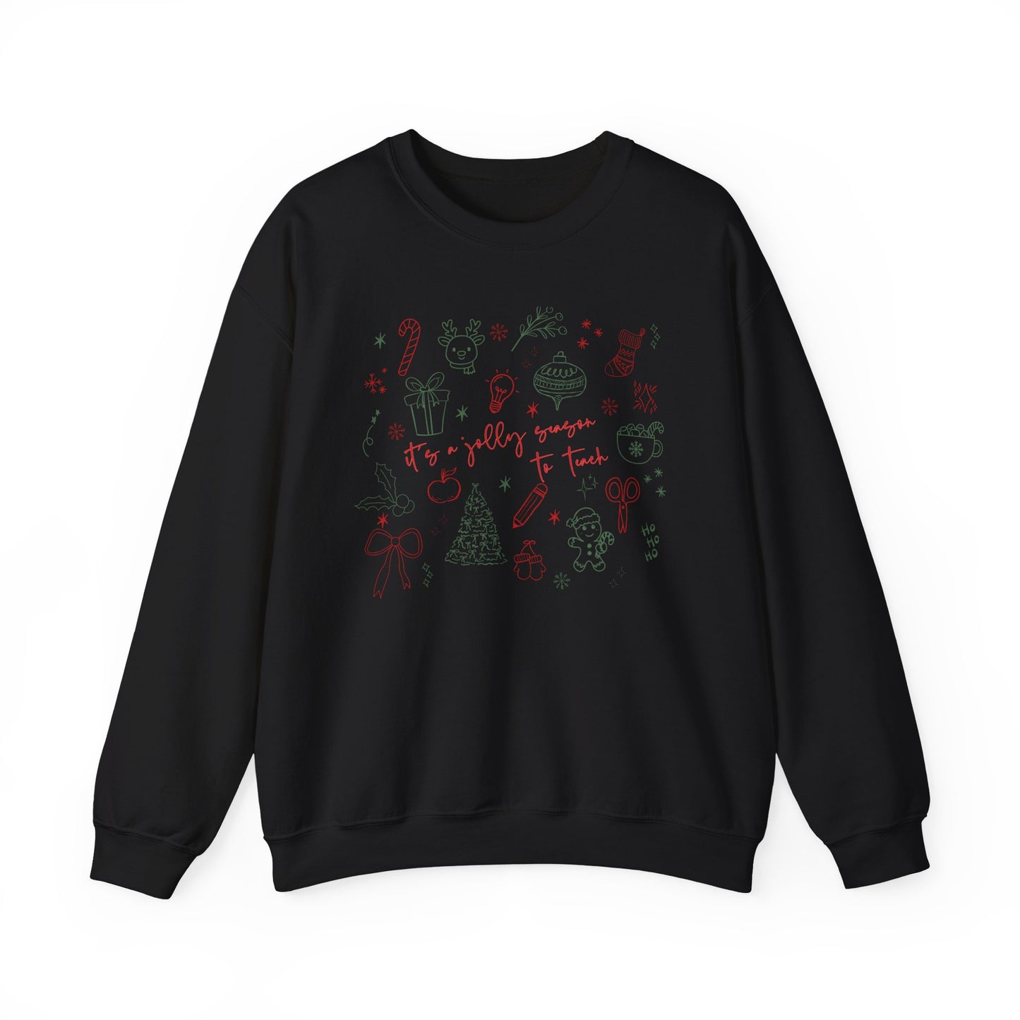 Christmas Doodle Design "It's a jolly season to teach" Crewneck