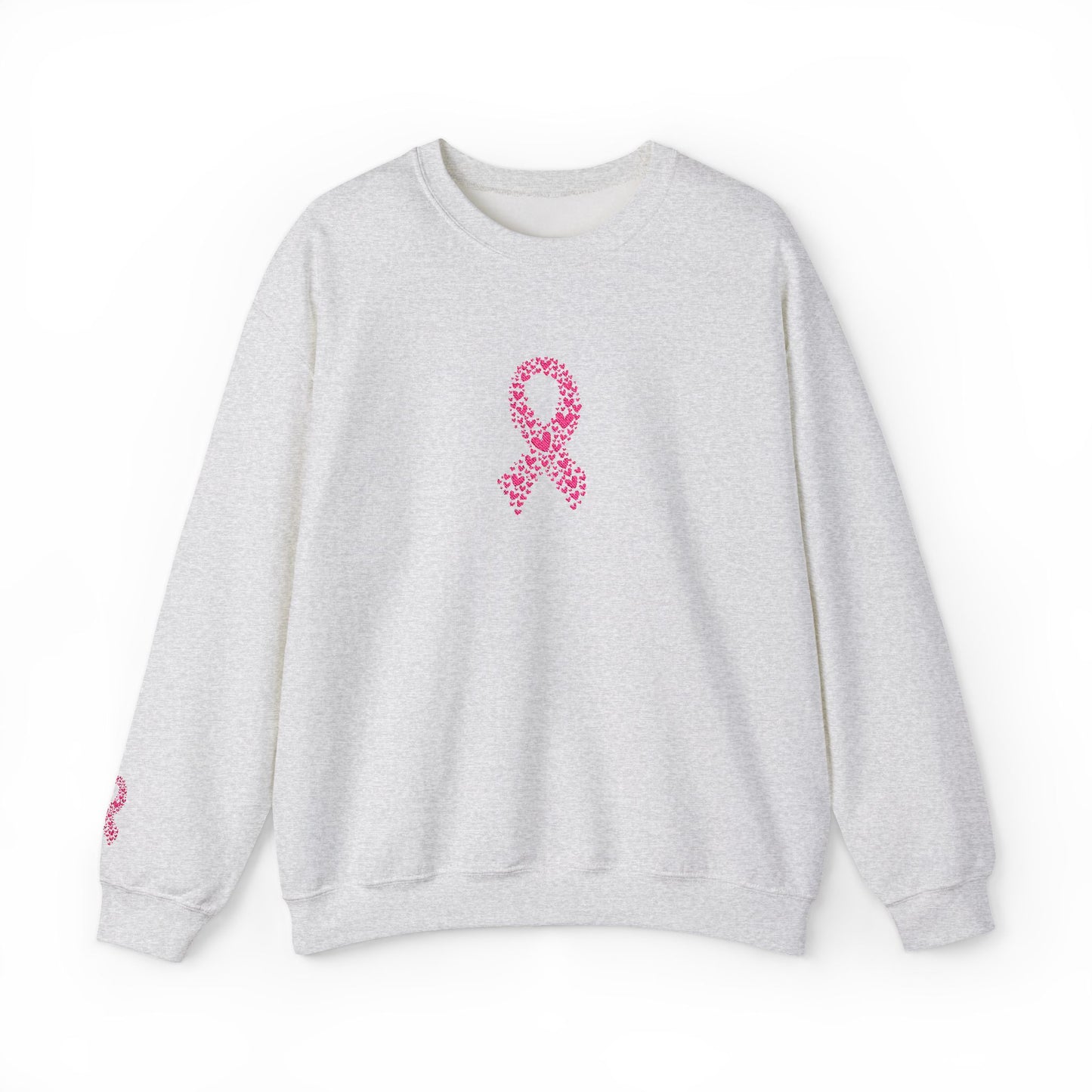 Embroidered Pink Ribbon Awareness Sweatshirt - Cozy Unisex Crewneck