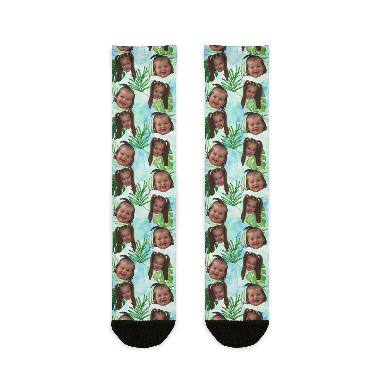 Paige- Hawaiian Socks- Personalized Face- Crew Socks