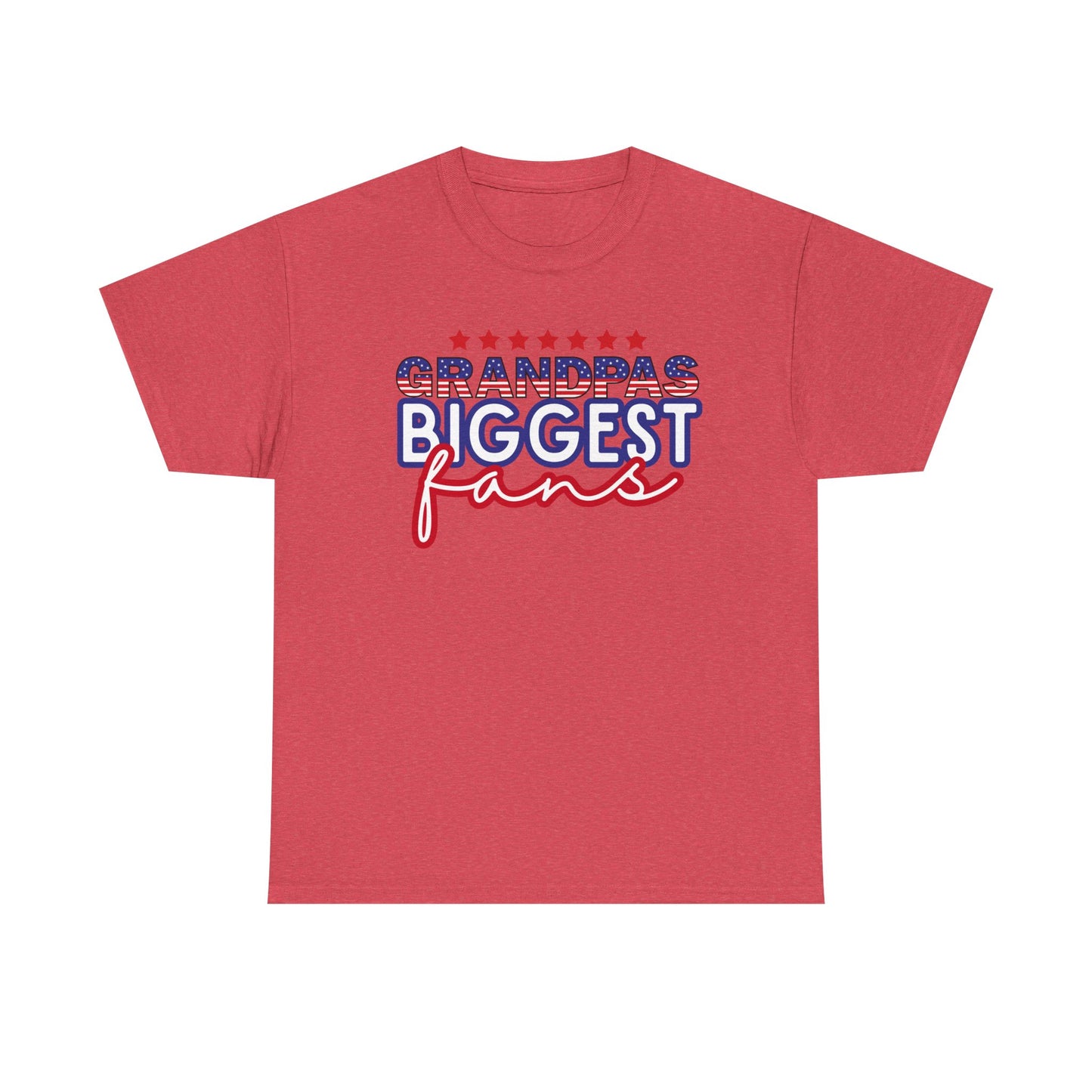 Custom- Jolly- Grandpa's Biggest Fan Unisex Heavy Cotton Tee - Patriotic Family Shirt