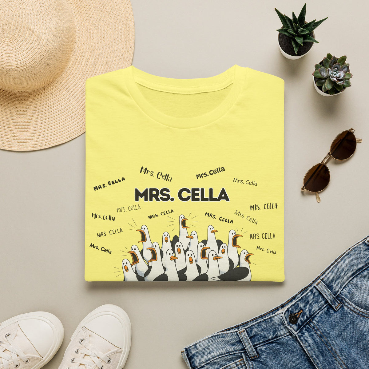 Mrs. Cella- Seagull Crew Graphic T-Shirt — Personalized