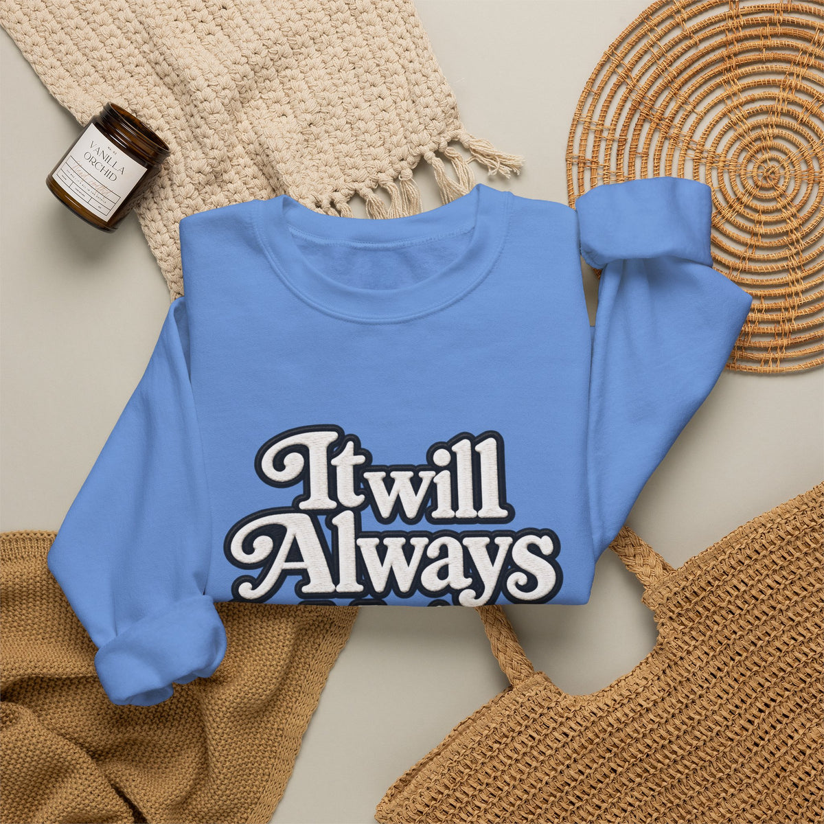 "Moriches or Nowhere" w/ apple- LARGE FRONT Crewneck Sweatshirt