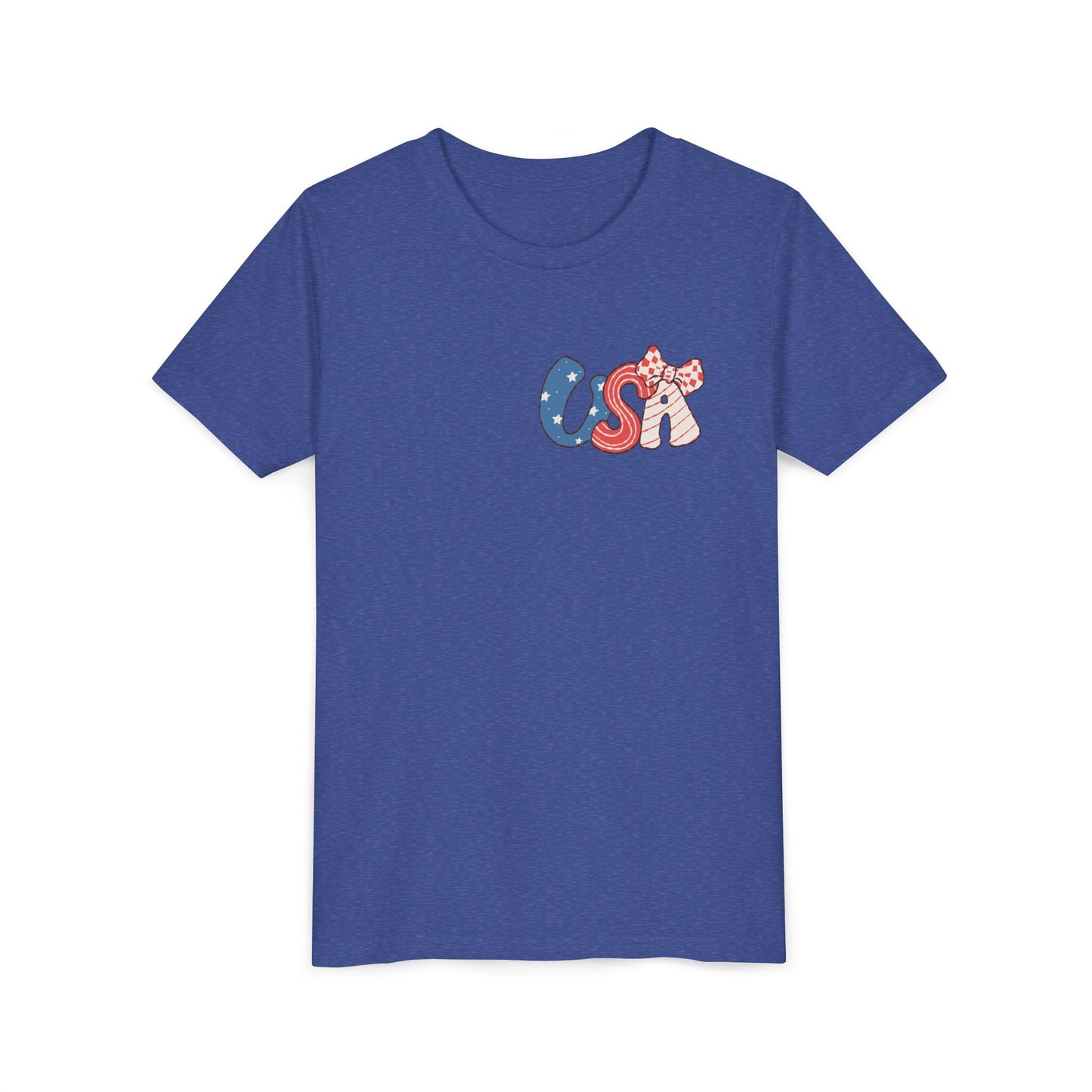 Patriotic Youth Tee for Girls, USA - Kids Short Sleeve Shirt, Holiday Mini