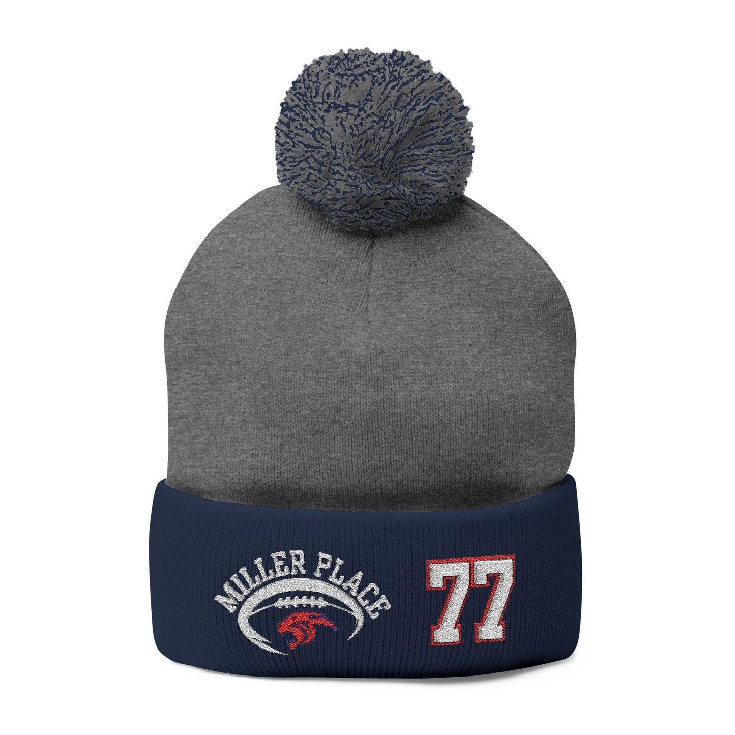 #77 Miller Place Football Winter PomPom Hat