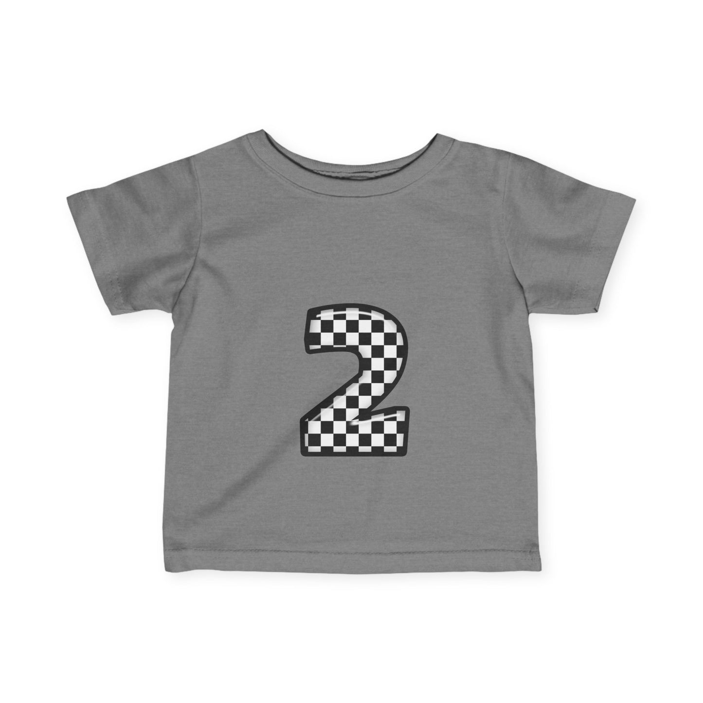 Mini-Checkered Number 2 Infant Jersey Tee - Perfect for Birthday Celebrations