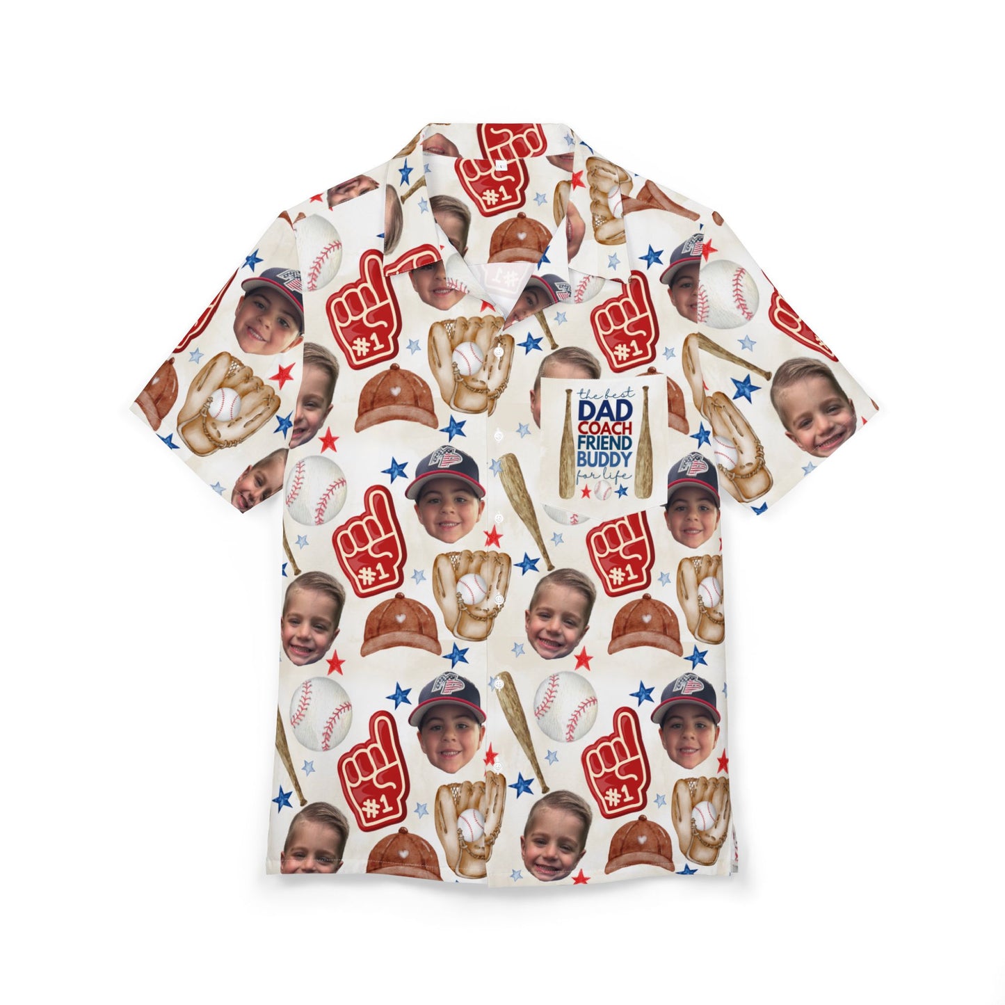 Fatherhood- Personalized Baseball DAD- Hawaiian Button-Down Shirt -Fathers Day