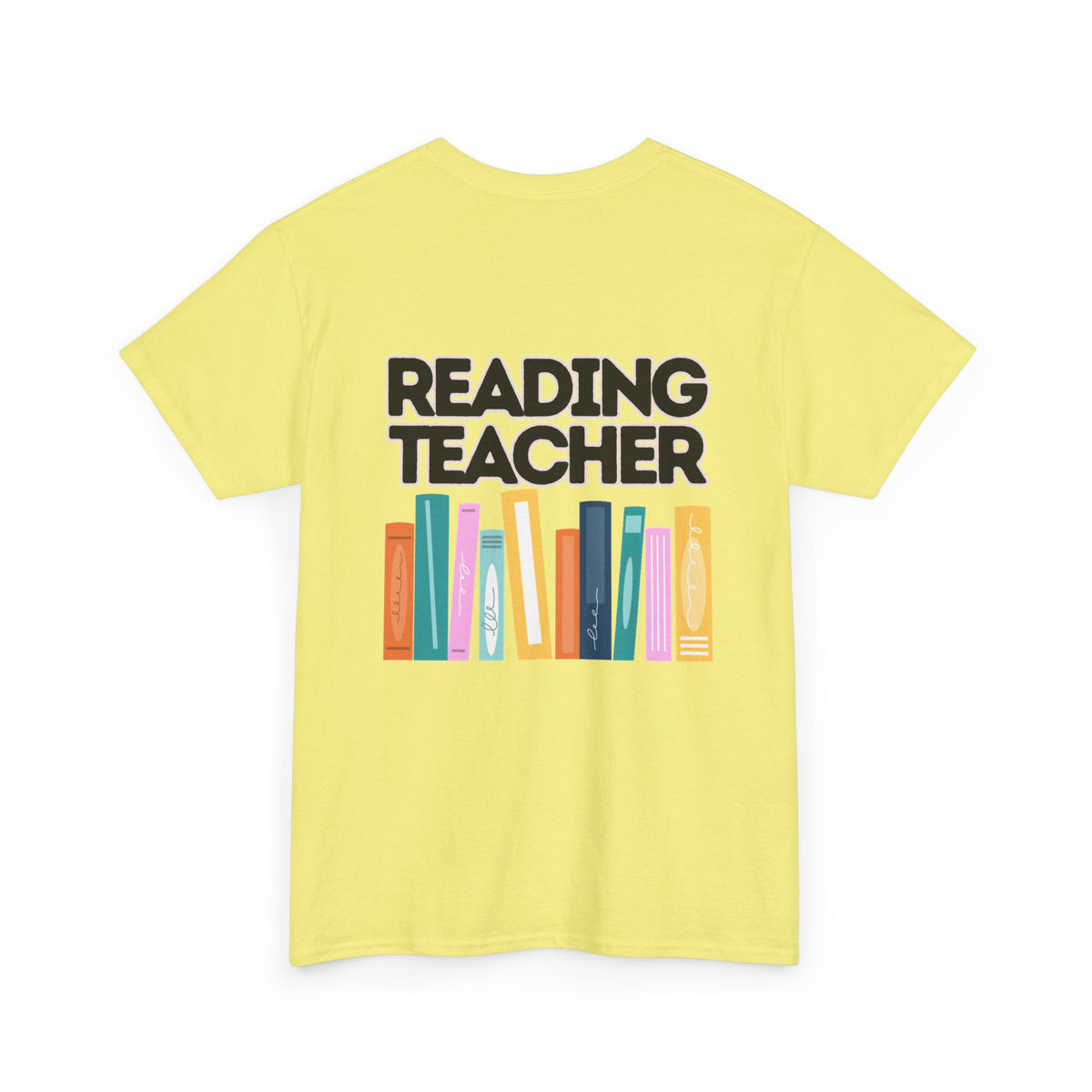 Moriches Reading Teacher with Books 2- Unisex Heavy Cotton Tee