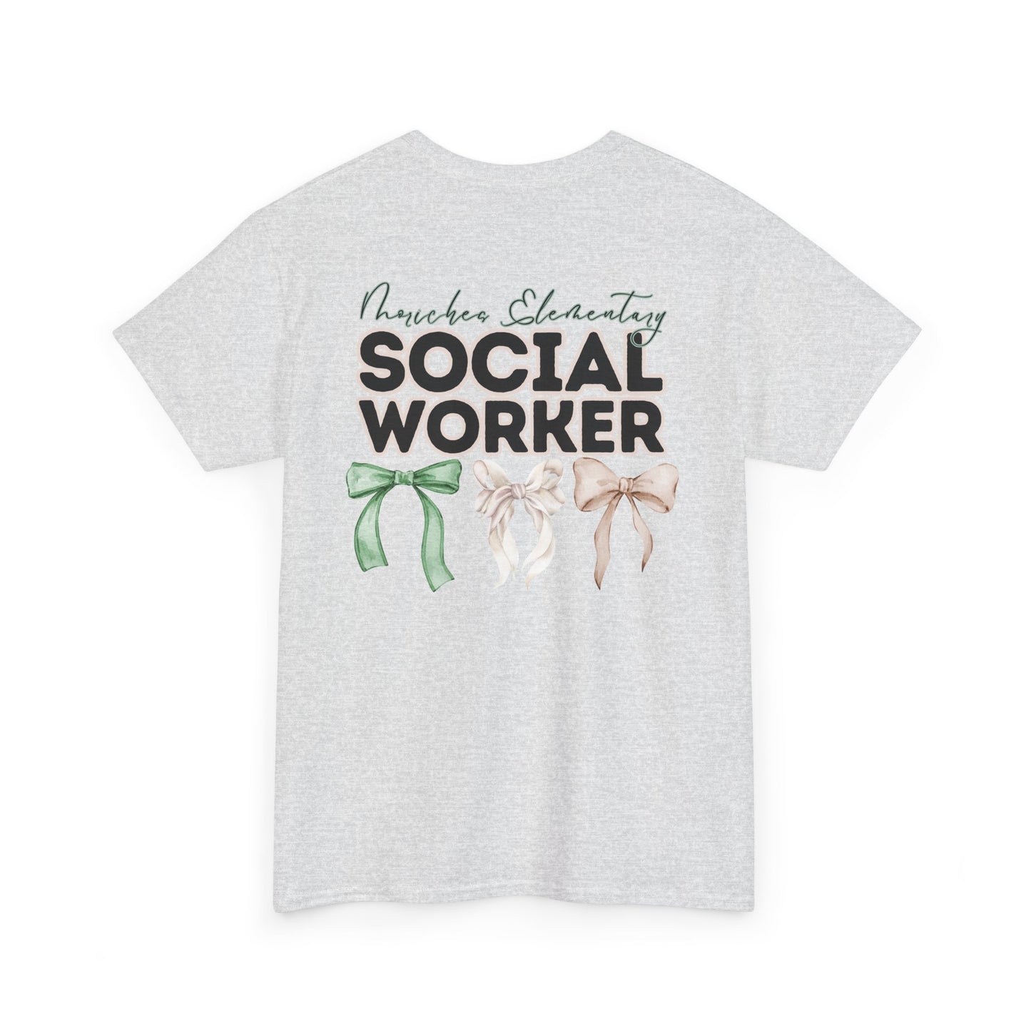 Moriches Social Worker and Bows- Unisex Heavy Cotton Tee with Bow Design