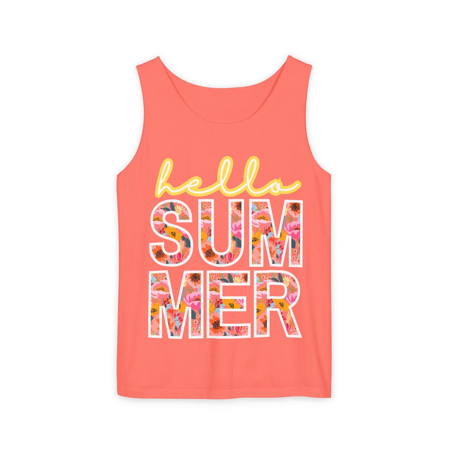Hello Summer Tank Top | Unisex Floral Graphic Tee, Beachwear, Casual Wear, Birthday Gift, Vacation Essential