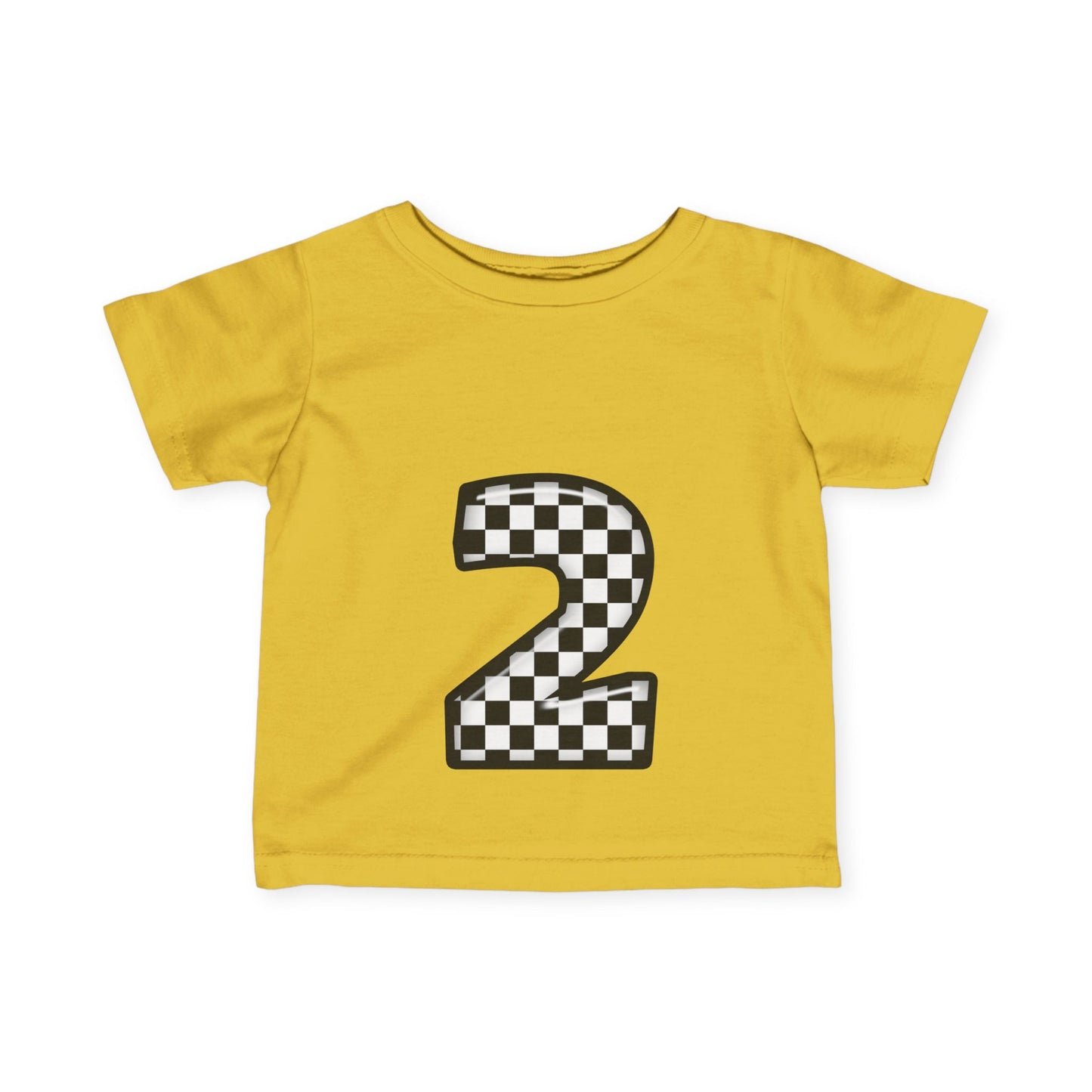 Mini-Checkered Number 2 Infant Jersey Tee - Perfect for Birthday Celebrations