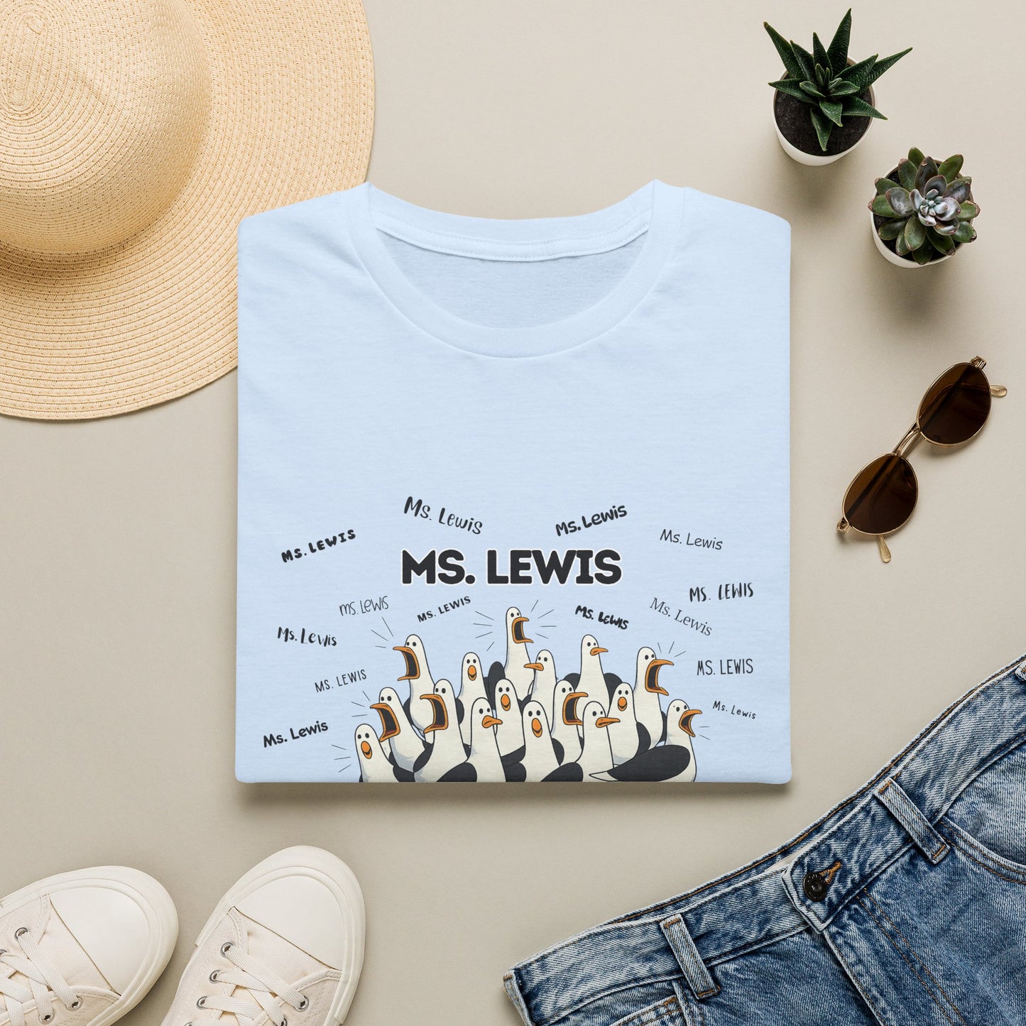 Ms. Lewis - Seagull Crew Graphic T-Shirt — Personalized