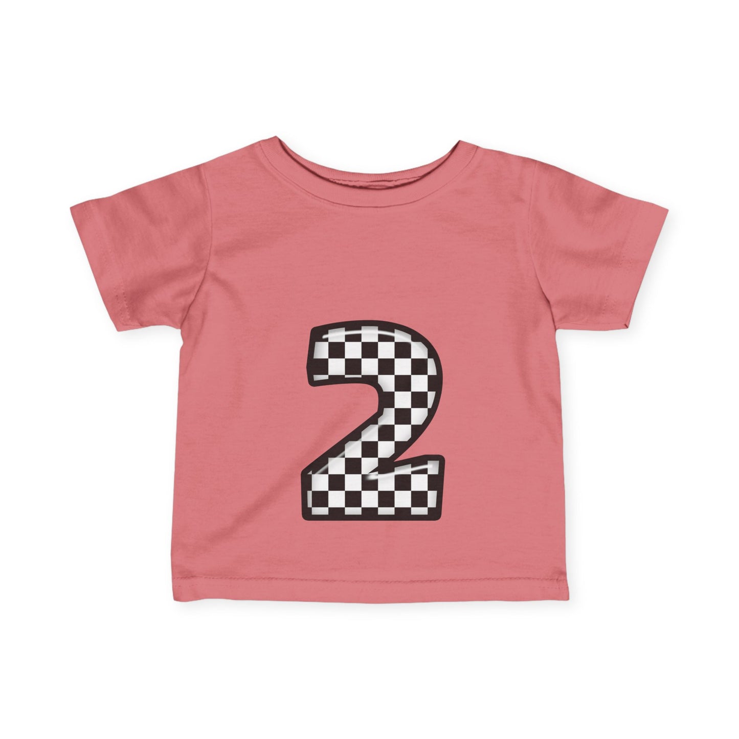 Mini-Checkered Number 2 Infant Jersey Tee - Perfect for Birthday Celebrations