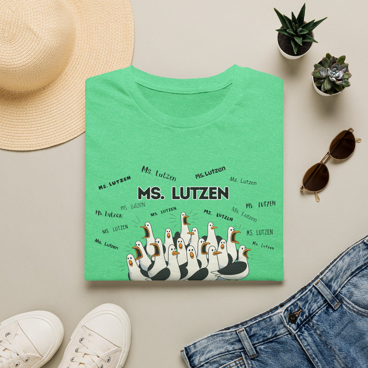 Ms. Lutzen- Seagull Crew Graphic T-Shirt — Personalized