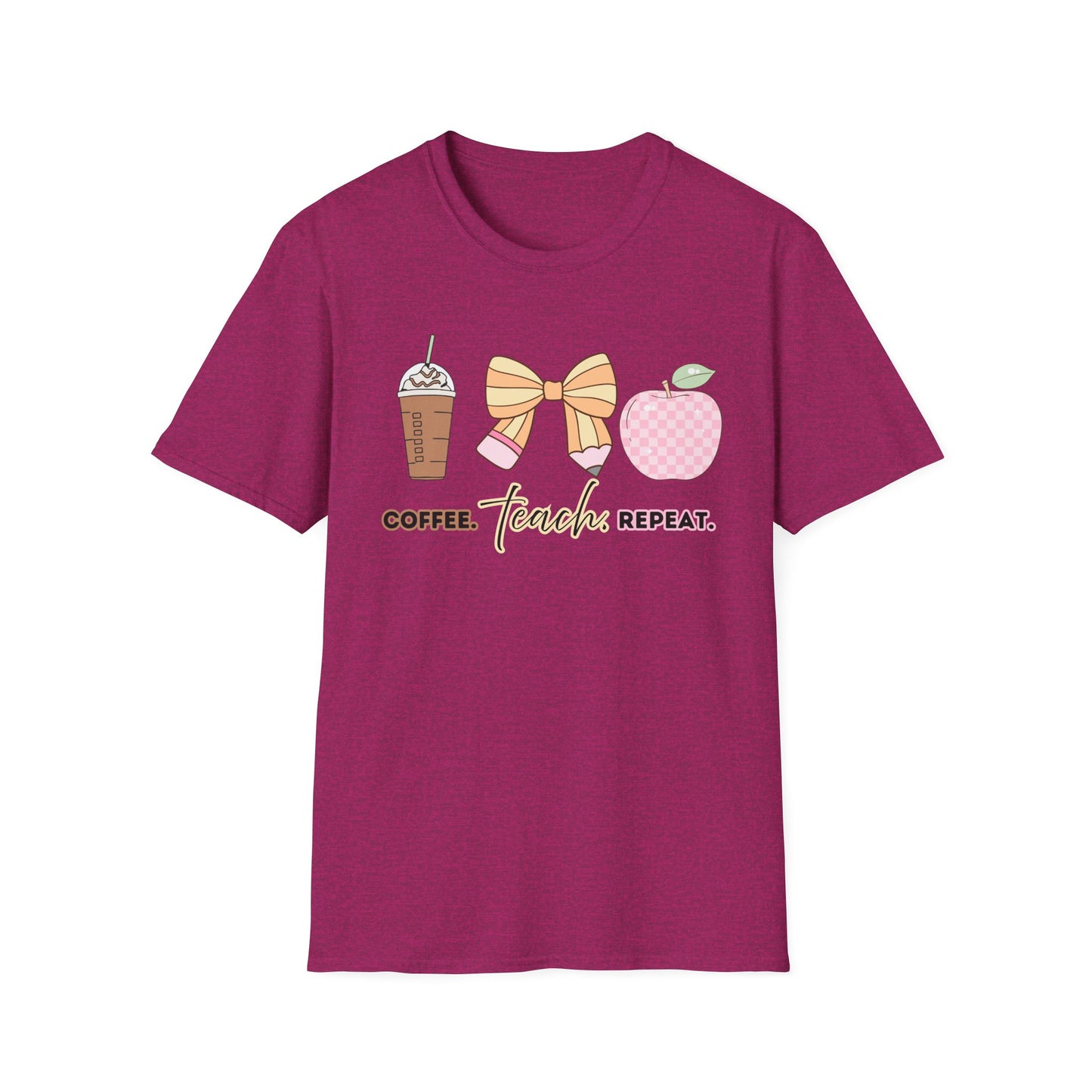 Coffee Teach Repeat Unisex Softstyle T-Shirt - Teacher