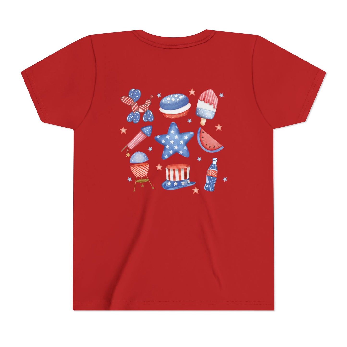 Stars, Stripes & Snacks Youth Tee for Kids, USA - Kids Short Sleeve Shirt, Holiday Mini