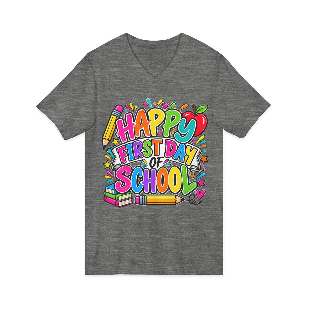Happy First Day of School V-Neck Tee - Teacher