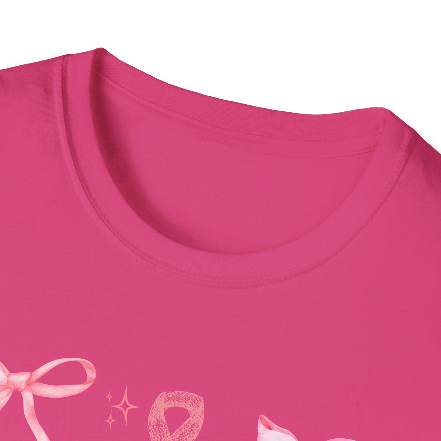 Breast Cancer Bows Awareness Tee, Unisex Softstyle T-Shirt