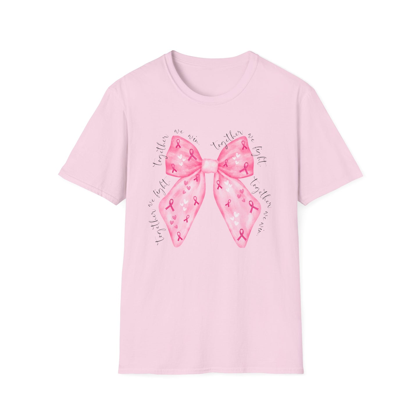 We Fight, We Win- Breast Cancer Awareness Tee, Unisex Softstyle T-Shirt