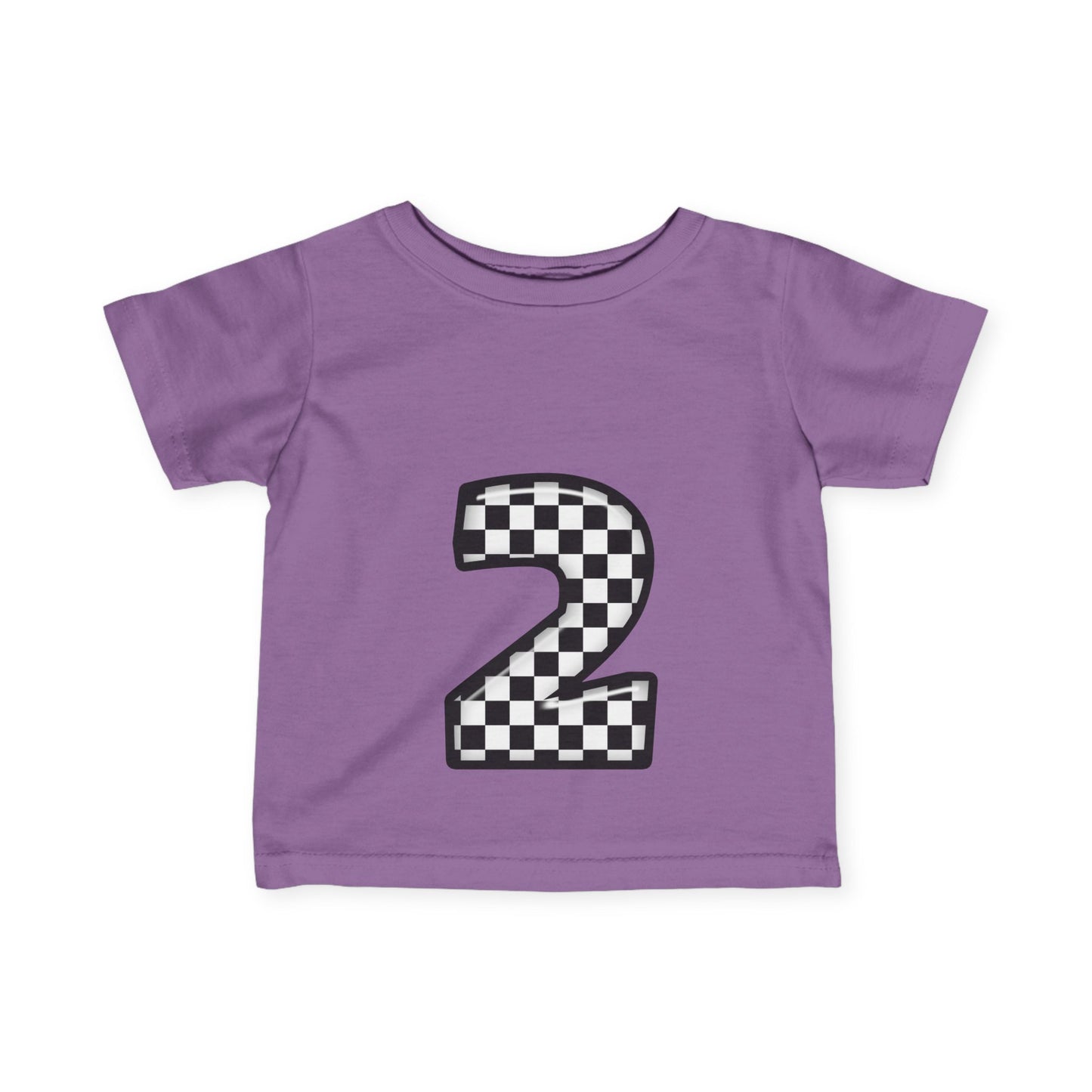 Mini-Checkered Number 2 Infant Jersey Tee - Perfect for Birthday Celebrations