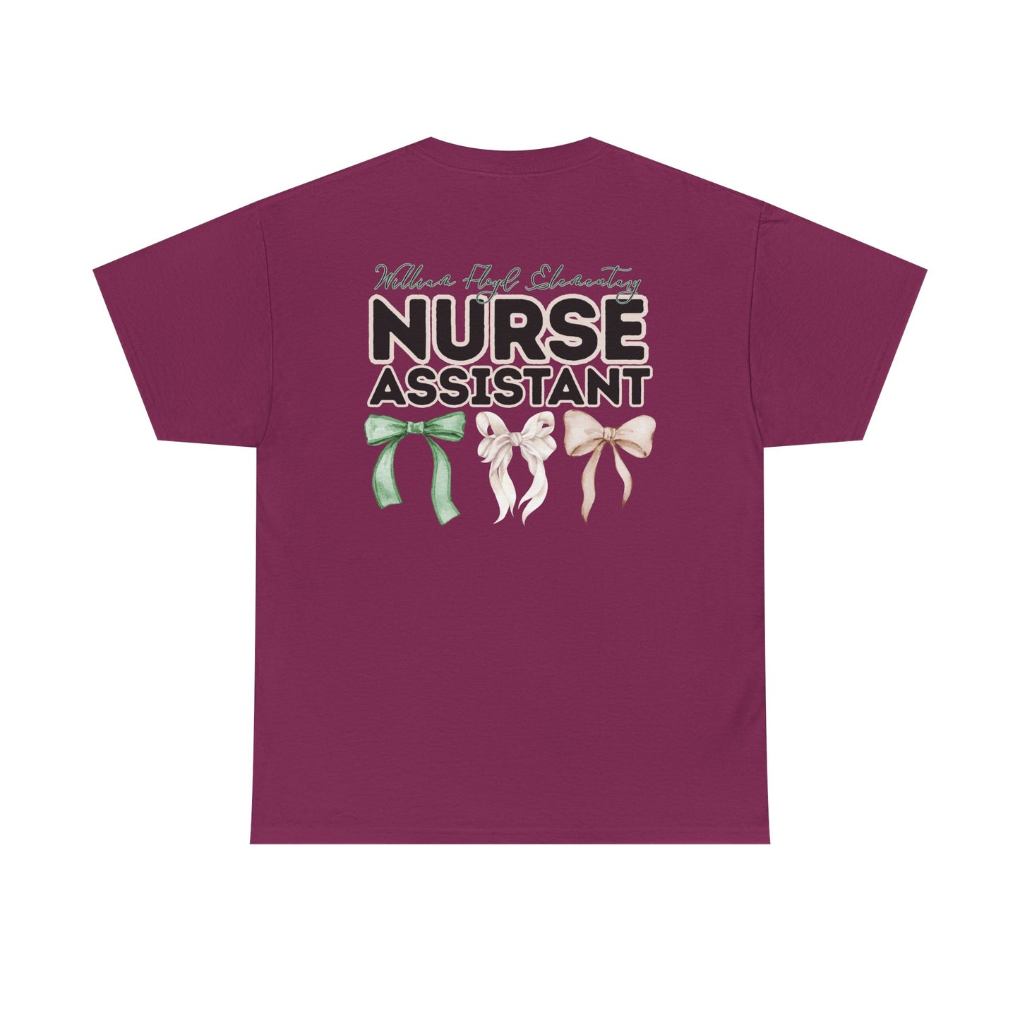 WFE Nurse Assistant and Bows- Unisex Heavy Cotton Tee with Bow Design