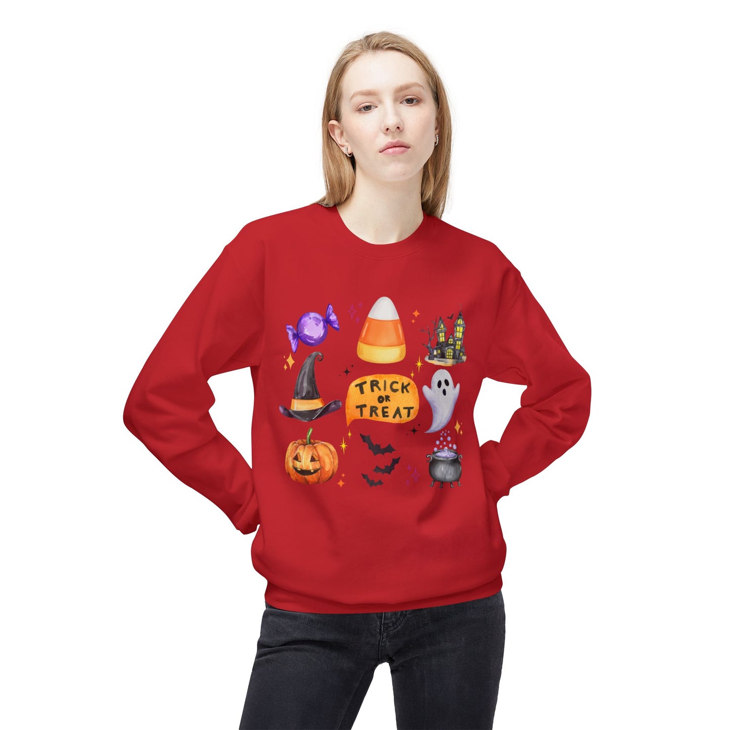 Trick or Treat- Unisex Midweight Softstyle Fleece Crewneck Sweatshirt