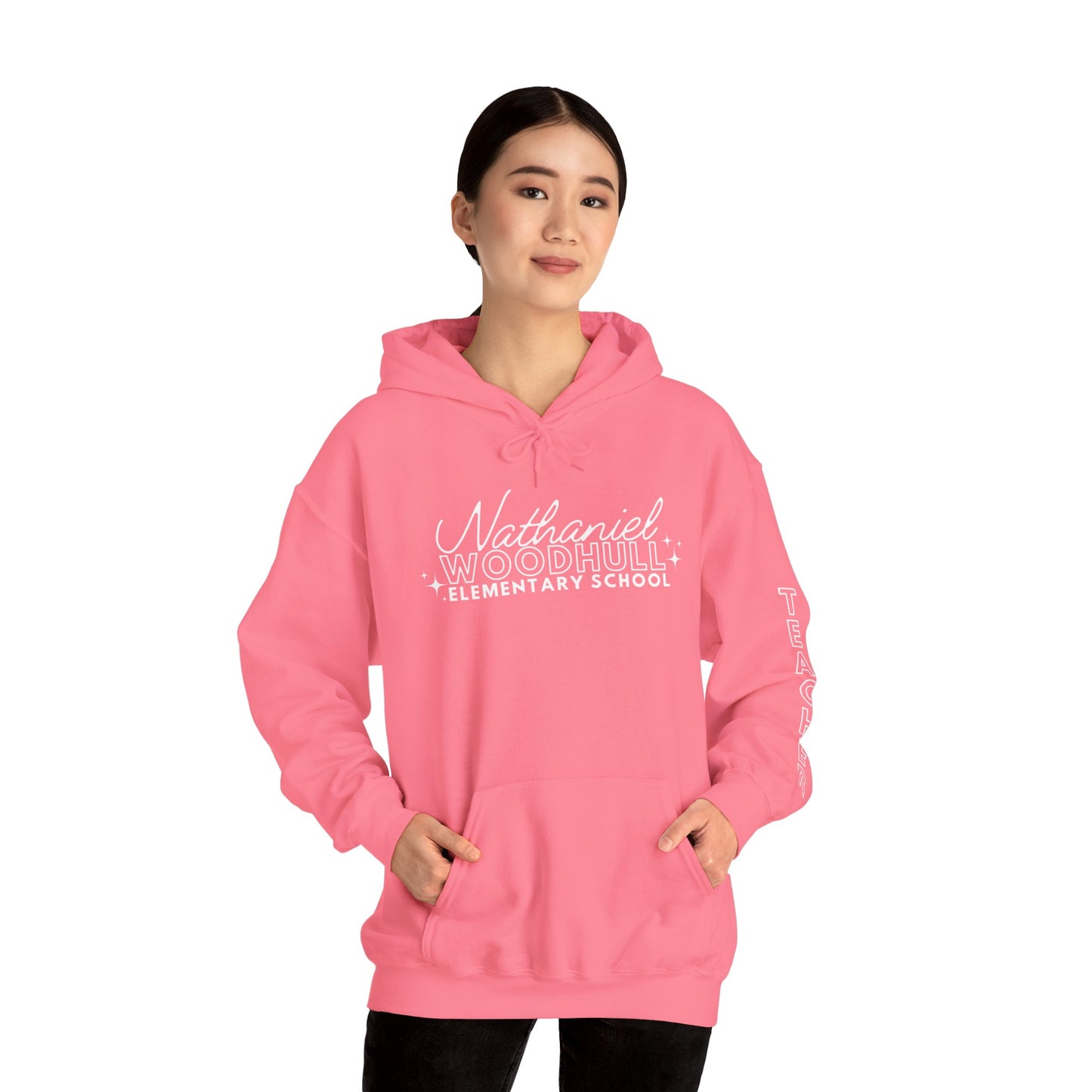 Woodhull Teacher Simple Design Hoodie w/ Teacher on Sleeve - Cozy Unisex Sweatshirt