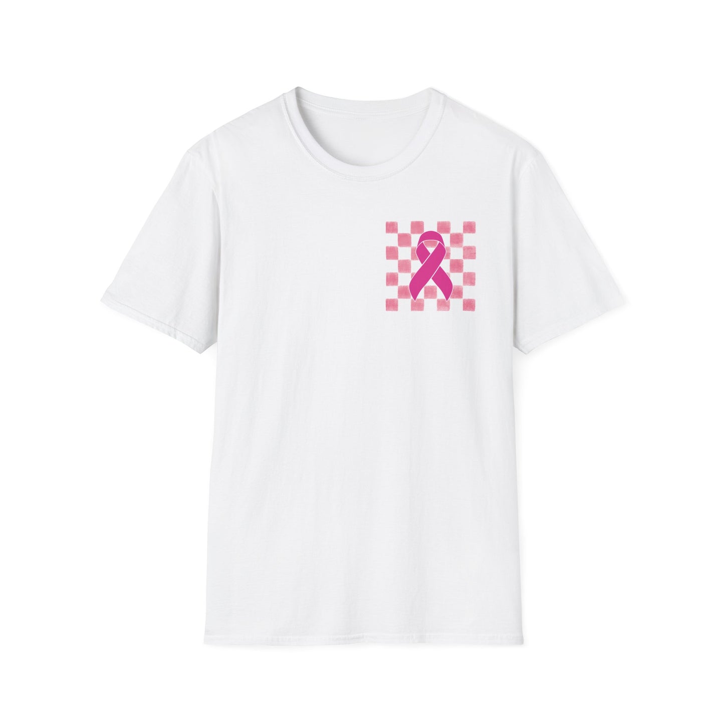 Checkered Pink Ribbon Awareness T-Shirt | Softstyle Tee