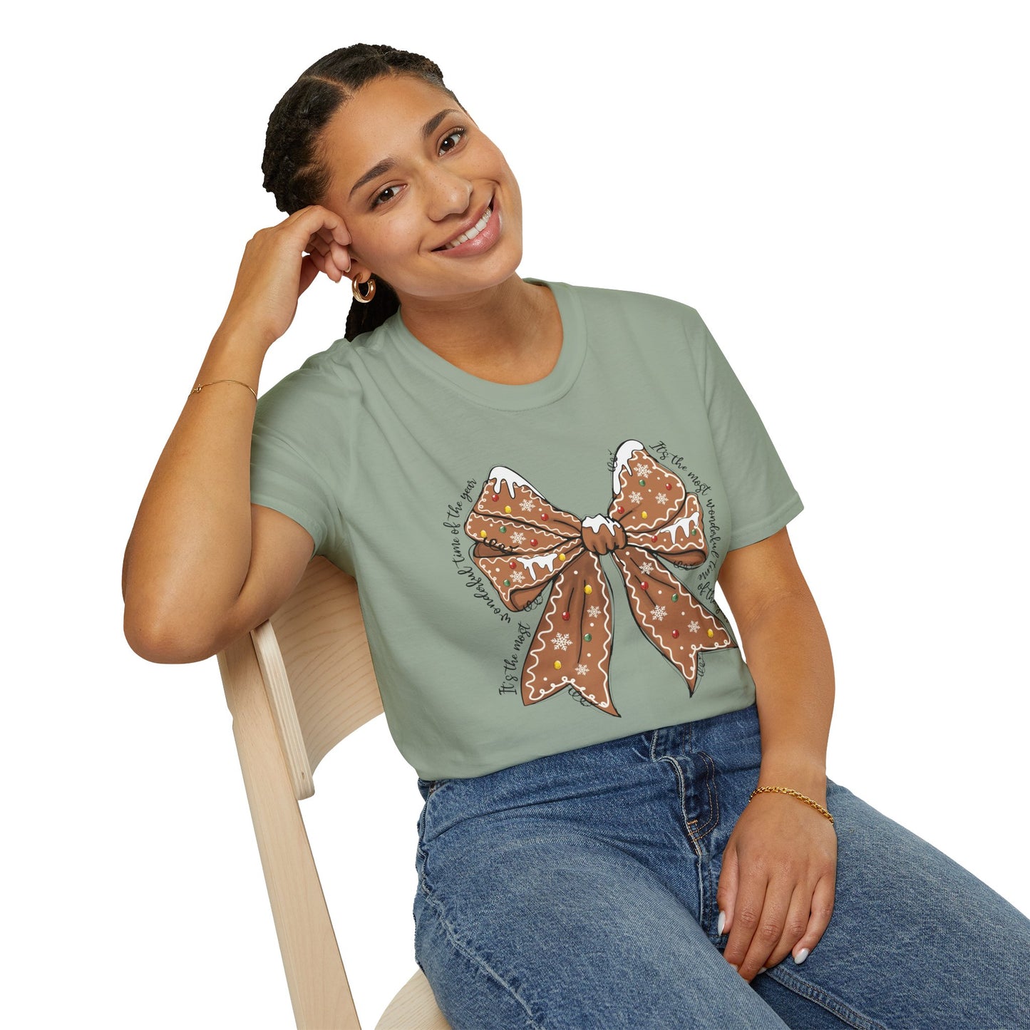 Gingerbread Bow- Christmas Unisex t-shirt