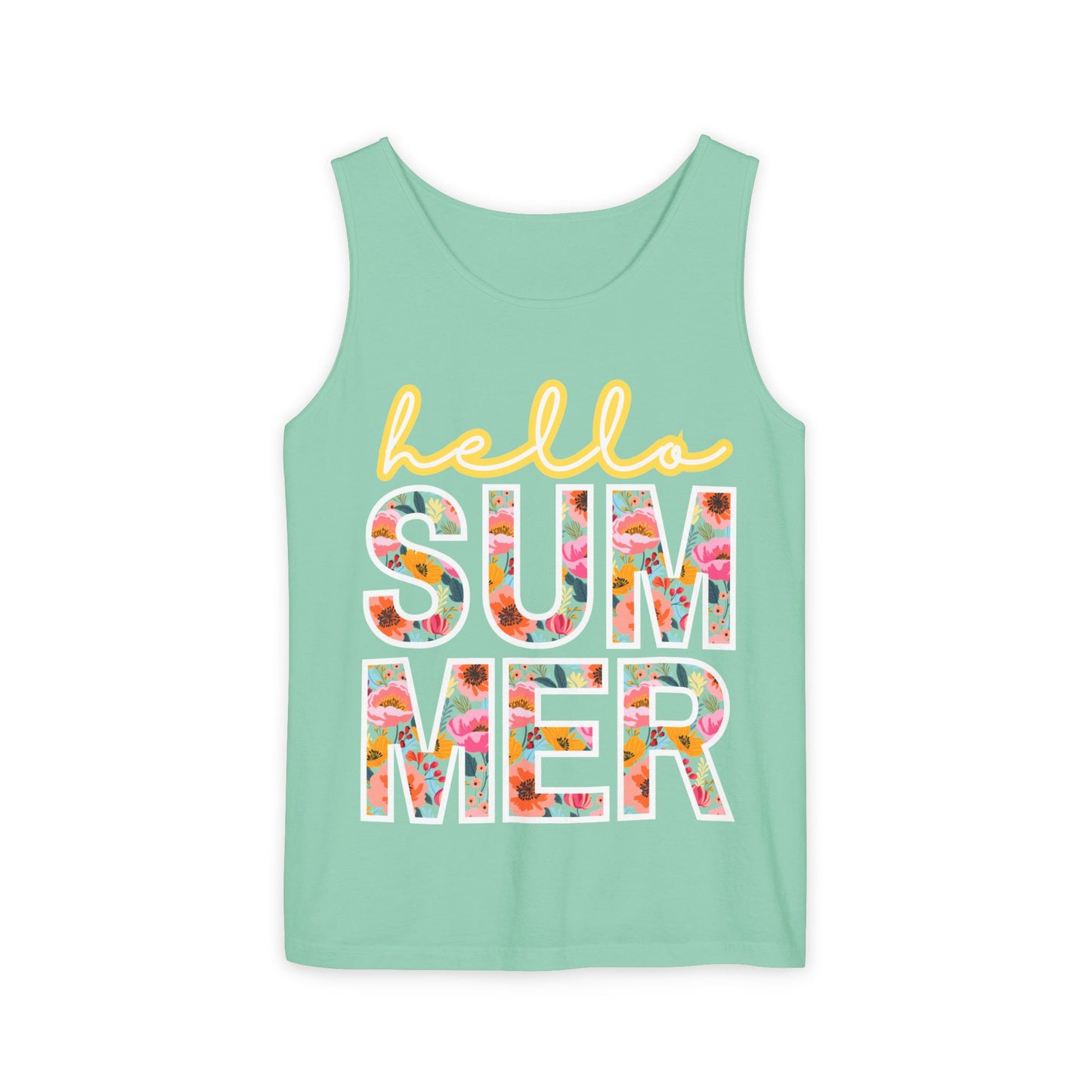 Hello Summer Tank Top | Unisex Floral Graphic Tee, Beachwear, Casual Wear, Birthday Gift, Vacation Essential