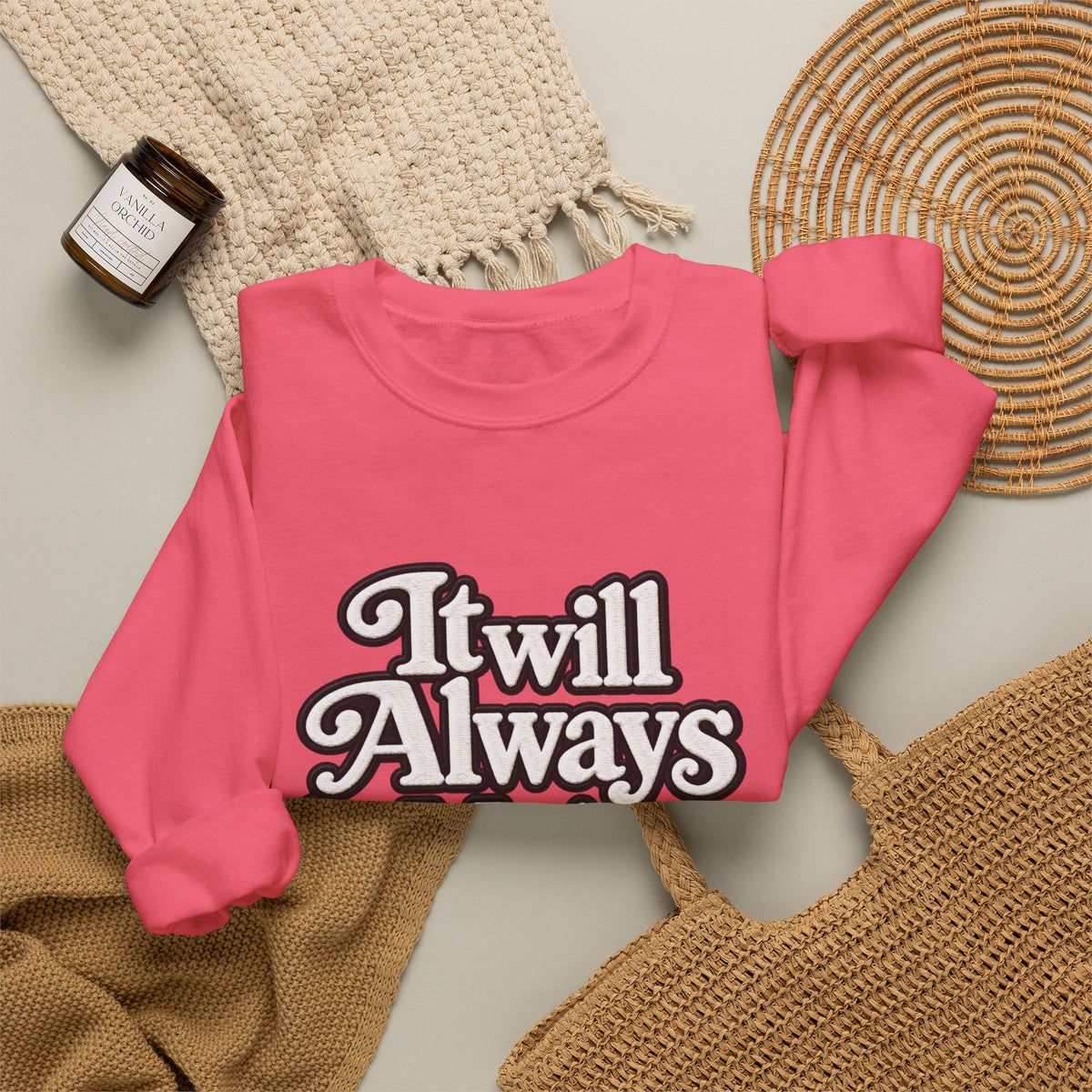 "Moriches or Nowhere" w/ apple- LARGE FRONT Crewneck Sweatshirt