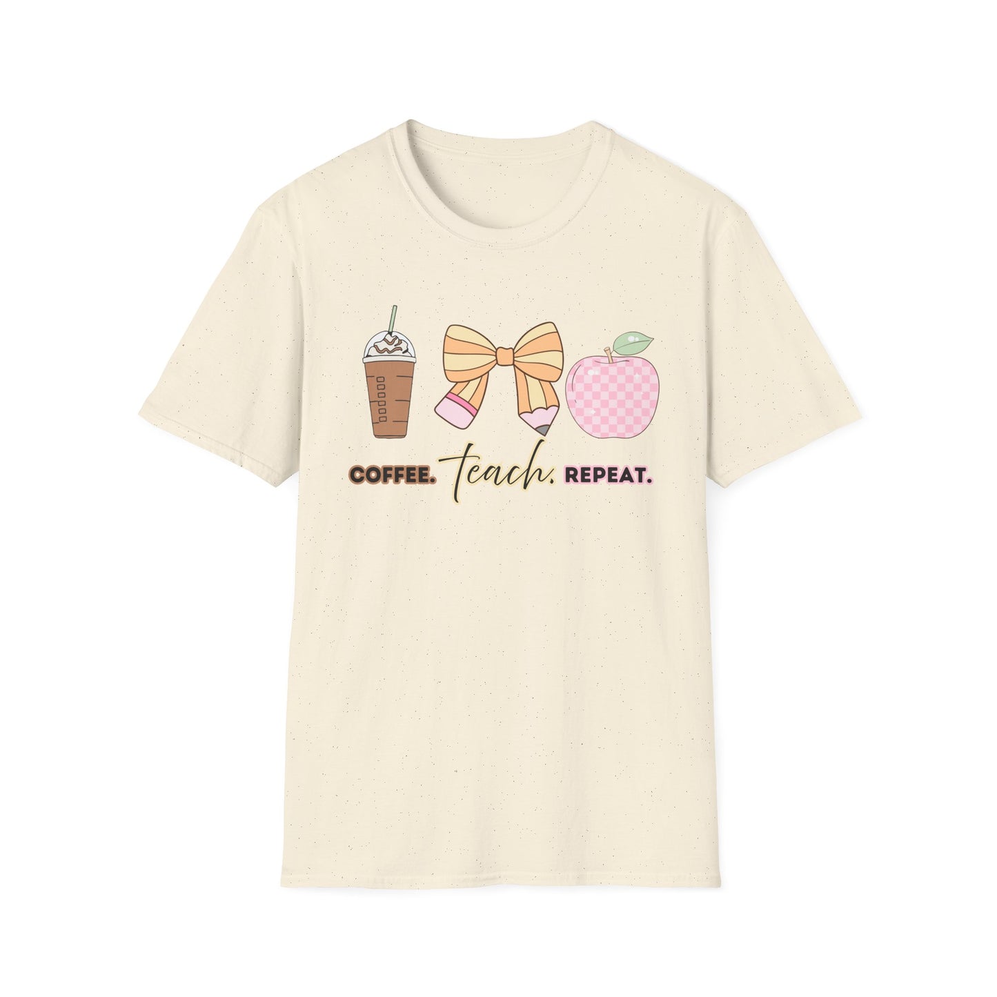 Coffee Teach Repeat Unisex Softstyle T-Shirt - Teacher