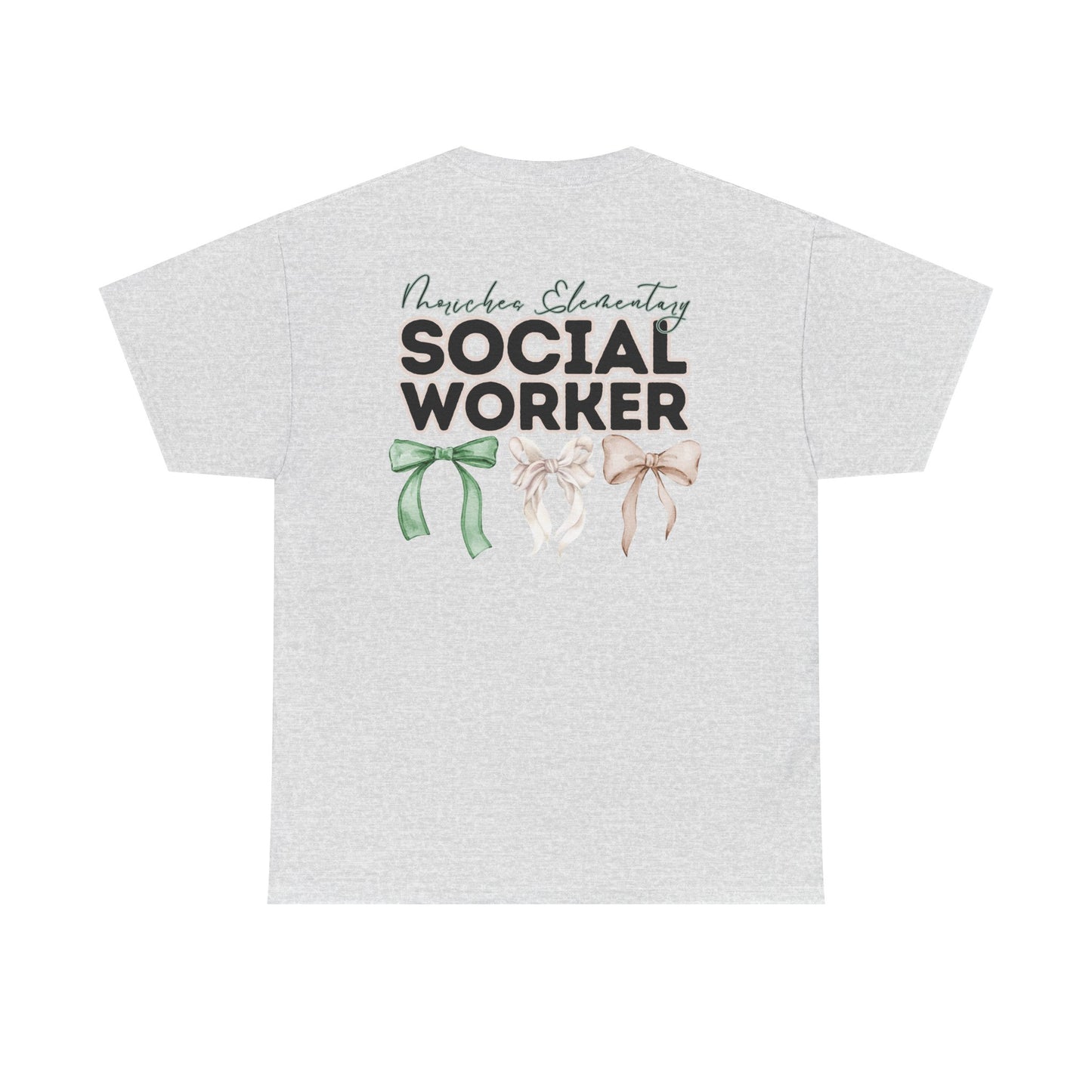 Moriches Social Worker and Bows- Unisex Heavy Cotton Tee with Bow Design