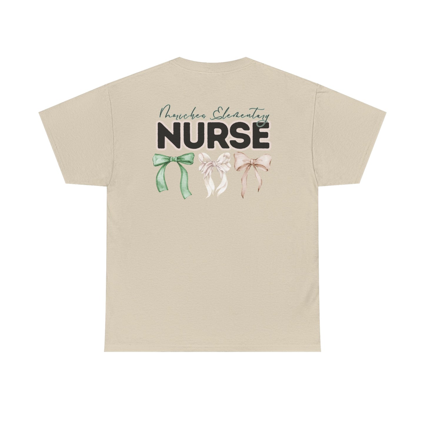 Moriches Nurse and Bows- Unisex Heavy Cotton Tee with Bow Design
