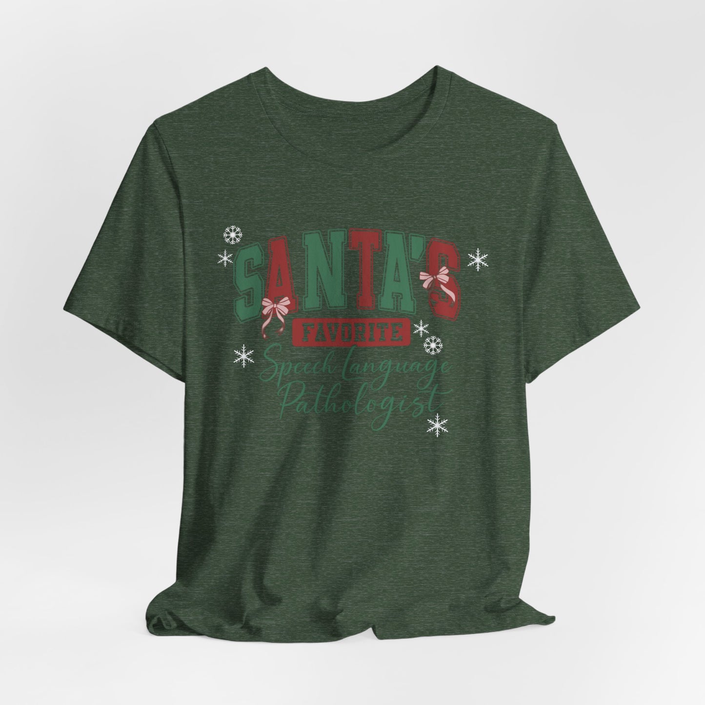 Santa's Favorite Speech Language Pathologist — Christmas Unisex T‑Shirt