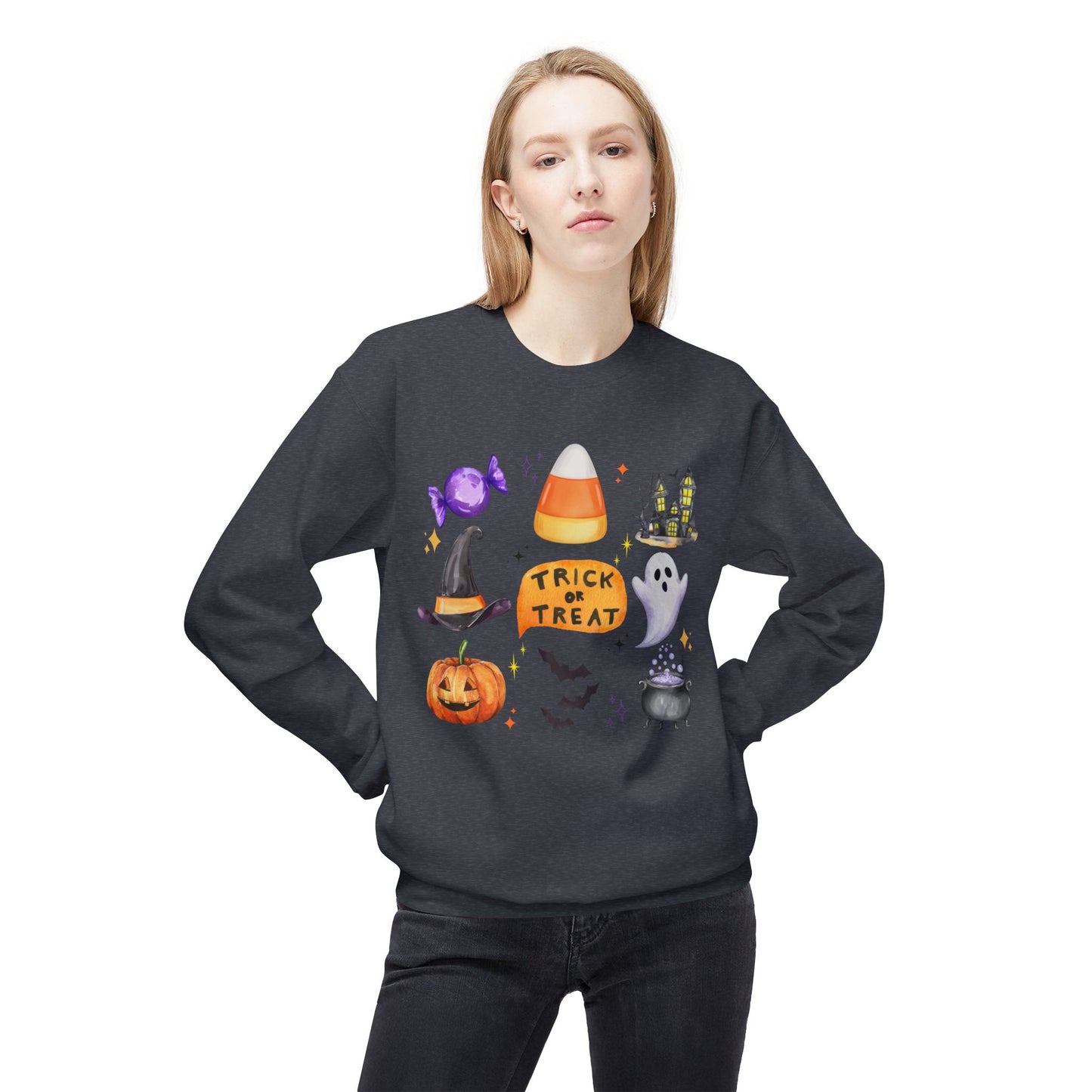 Trick or Treat- Unisex Midweight Softstyle Fleece Crewneck Sweatshirt