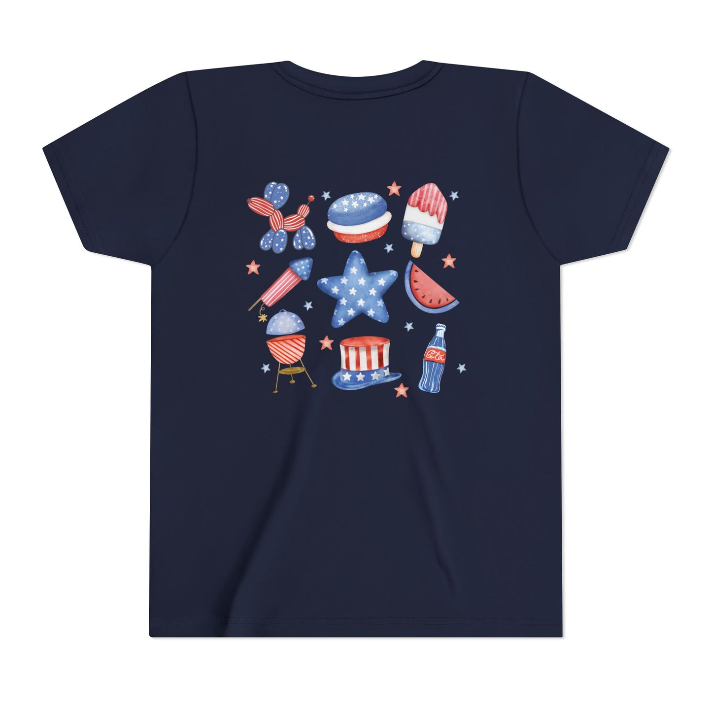 Stars, Stripes & Snacks Youth Tee for Kids, USA - Kids Short Sleeve Shirt, Holiday Mini