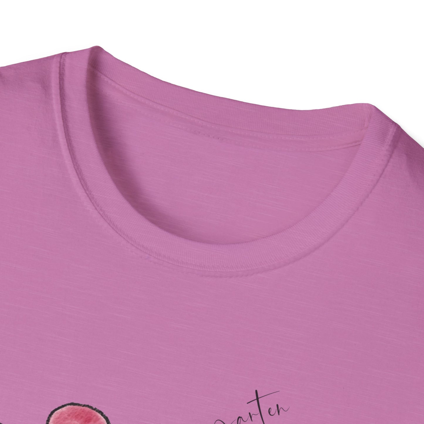 Kindergarten-Checkered Bow + Pencil- Teacher Tee- Softstyle Unisex Tee