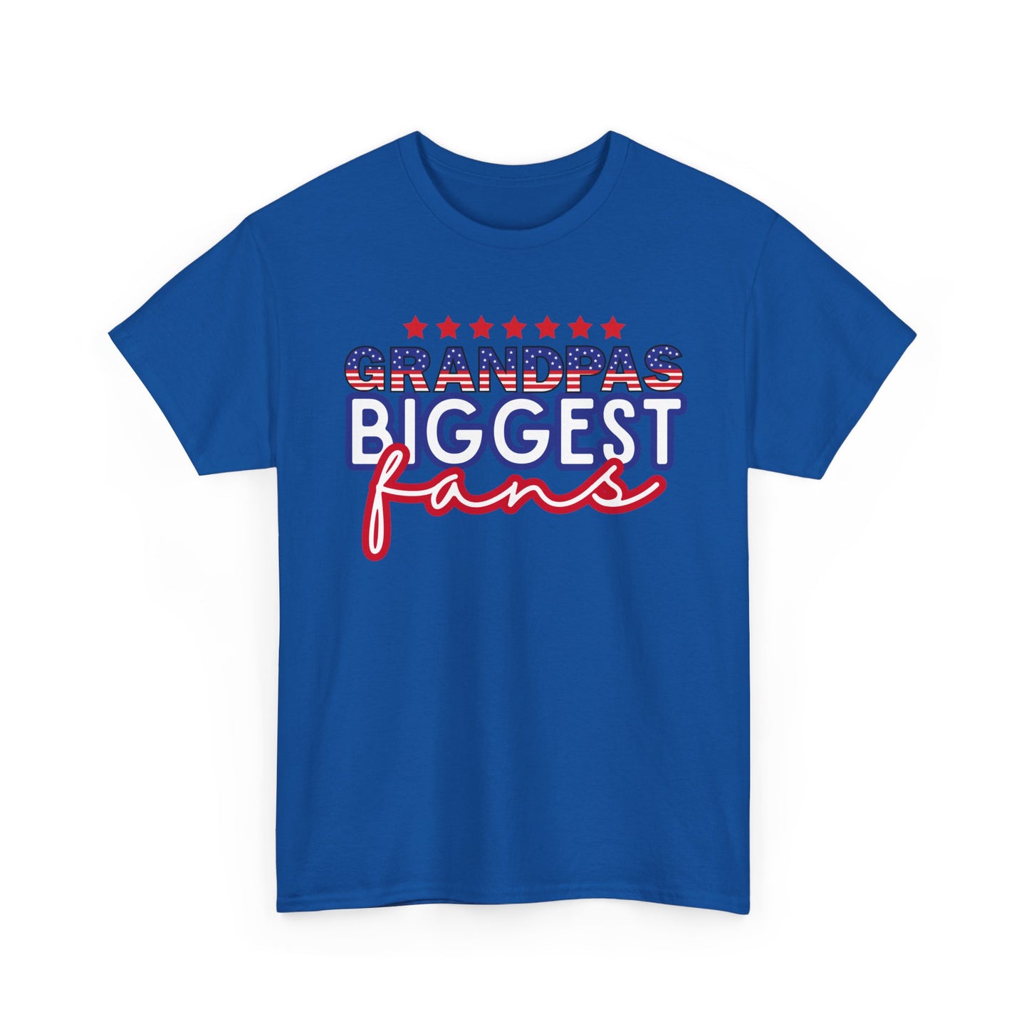 Custom- Jolly- Grandpa's Biggest Fan Unisex Heavy Cotton Tee - Patriotic Family Shirt