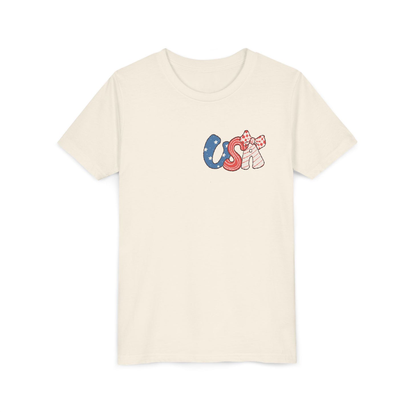 Patriotic Youth Tee for Girls, USA - Kids Short Sleeve Shirt, Holiday Mini