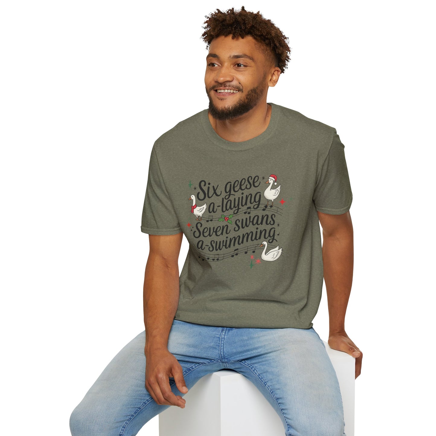 "Six geese a-laying, Seven swans a-swimming” Christmas Carol Tee