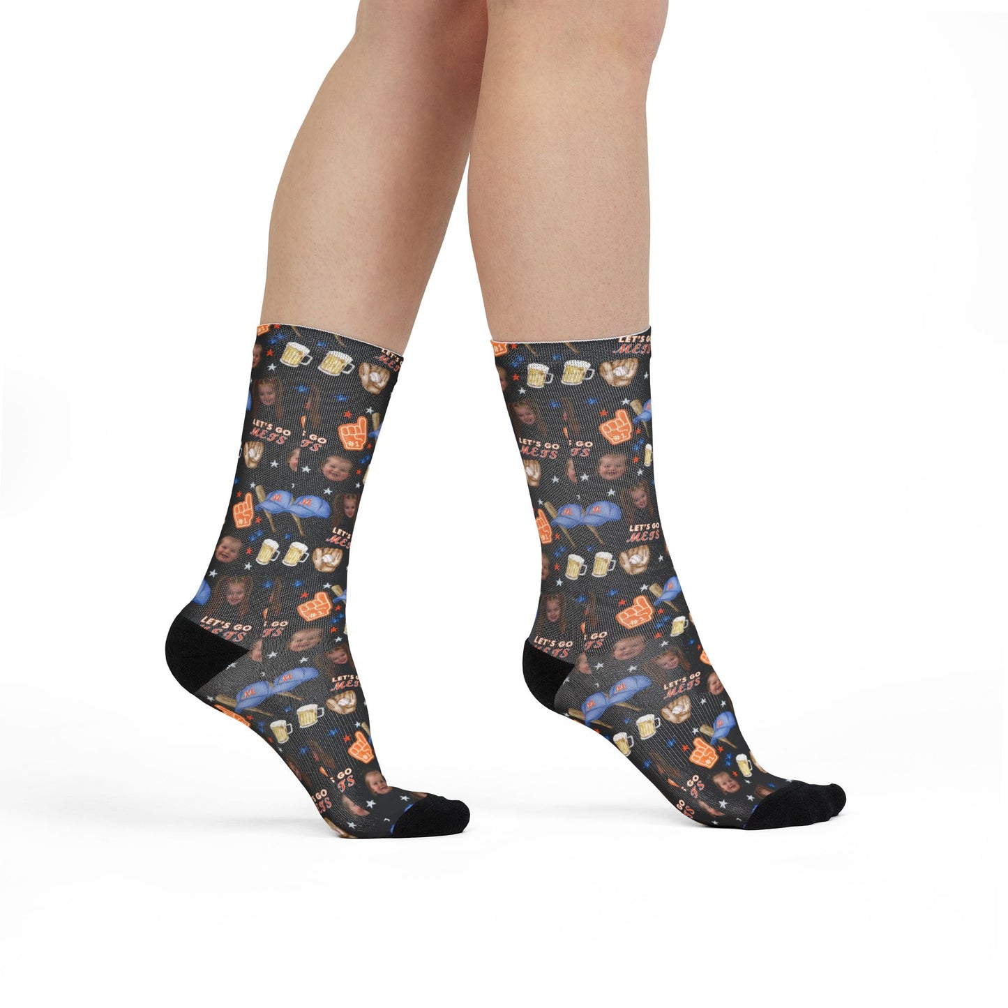 Paige- Mets Socks- Personalized Face- Crew Socks