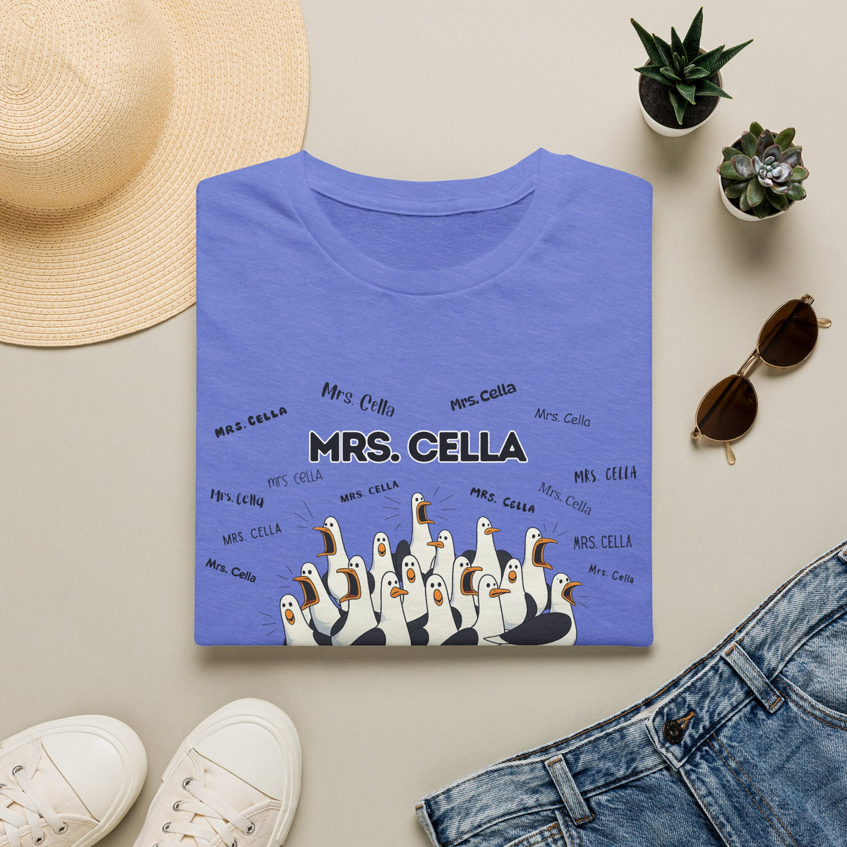 Mrs. Cella- Seagull Crew Graphic T-Shirt — Personalized