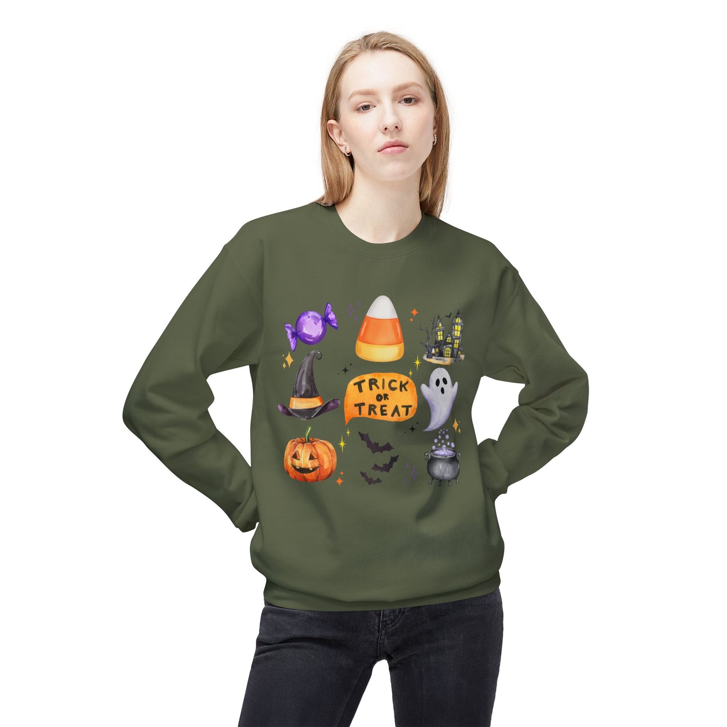Trick or Treat- Unisex Midweight Softstyle Fleece Crewneck Sweatshirt