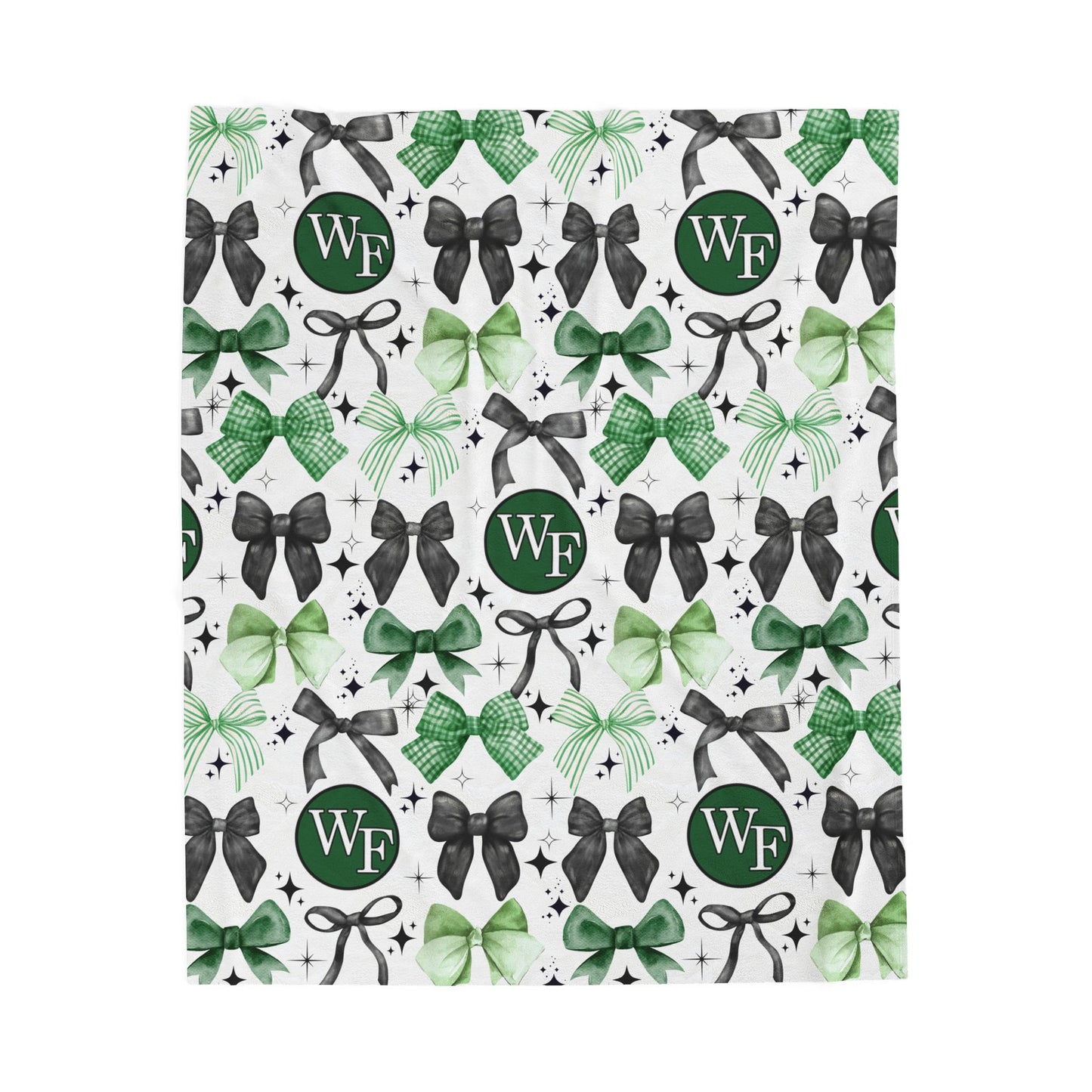 Floyd Strong- Logo and Bows Velveteen Plush Blanket with Green Bows - Cozy Gift for Home Decor and Celebrations