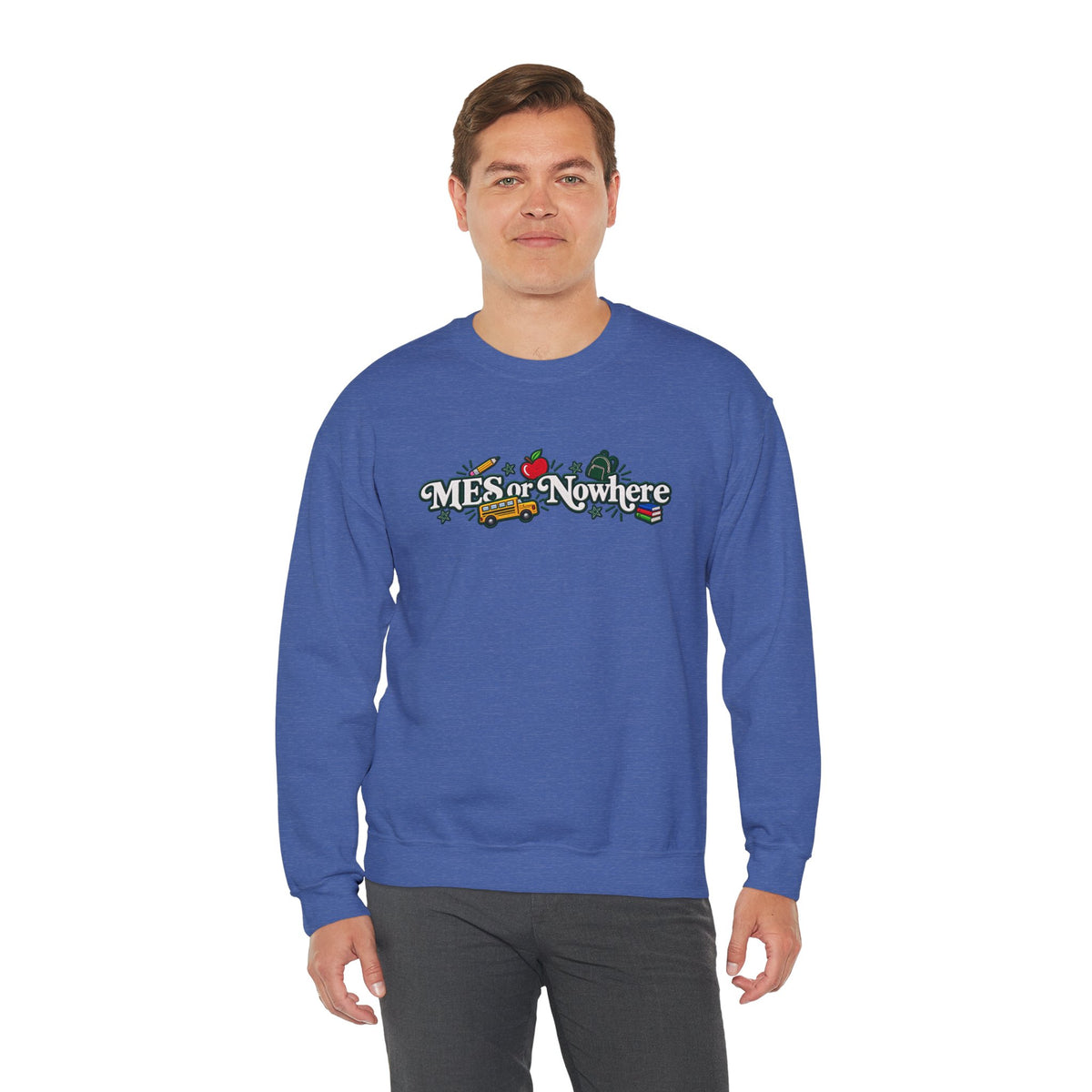 "MES or Nowhere w/ School Things" - Moriches Crewneck Sweatshirt