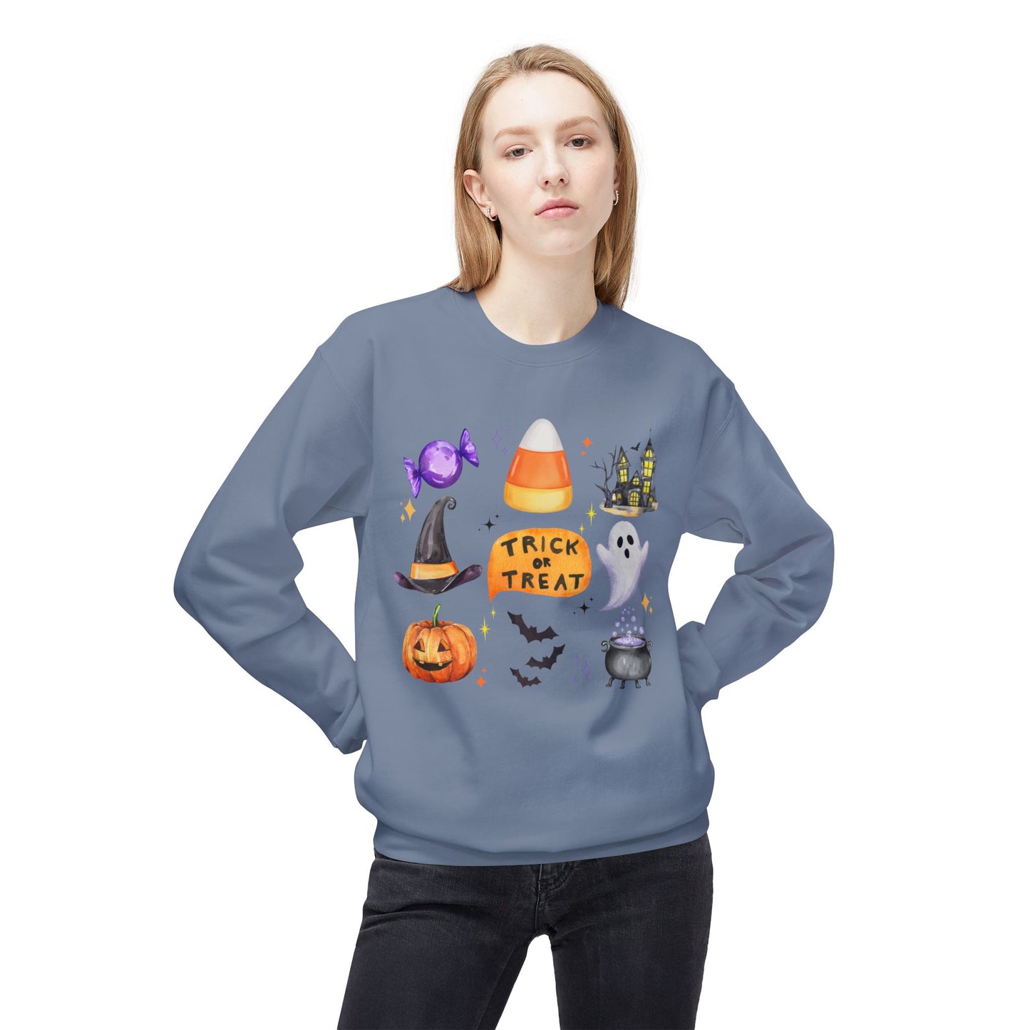 Trick or Treat- Unisex Midweight Softstyle Fleece Crewneck Sweatshirt