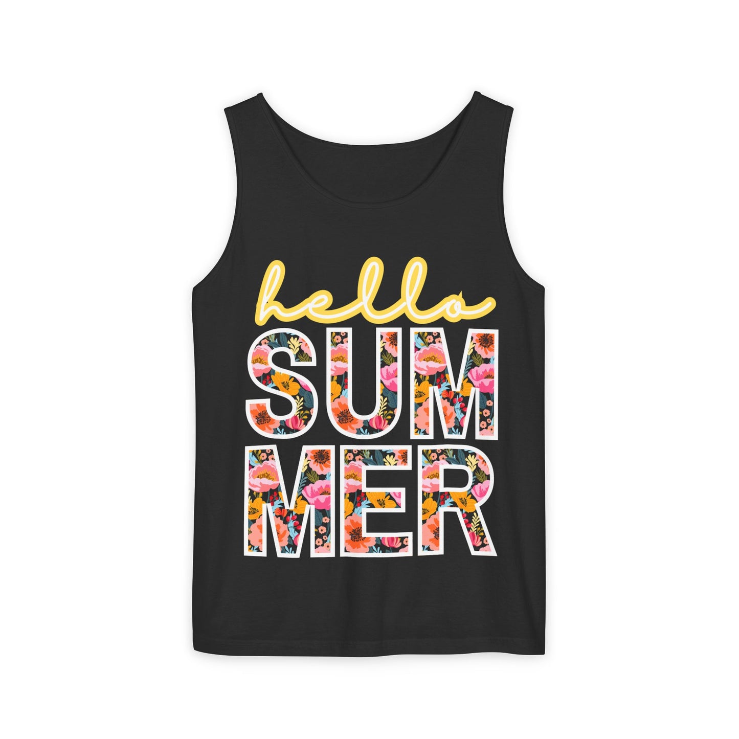 Hello Summer Tank Top | Unisex Floral Graphic Tee, Beachwear, Casual Wear, Birthday Gift, Vacation Essential