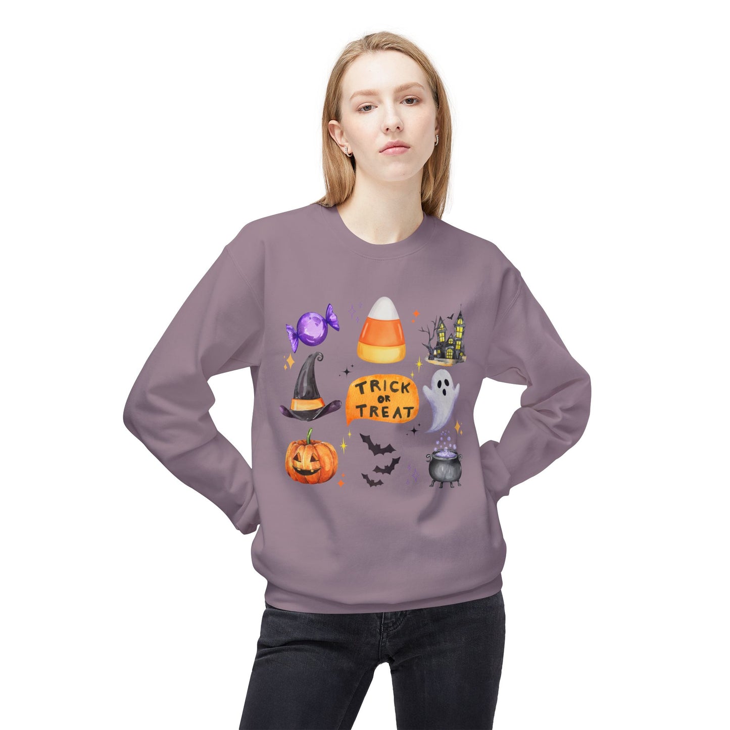 Trick or Treat- Unisex Midweight Softstyle Fleece Crewneck Sweatshirt
